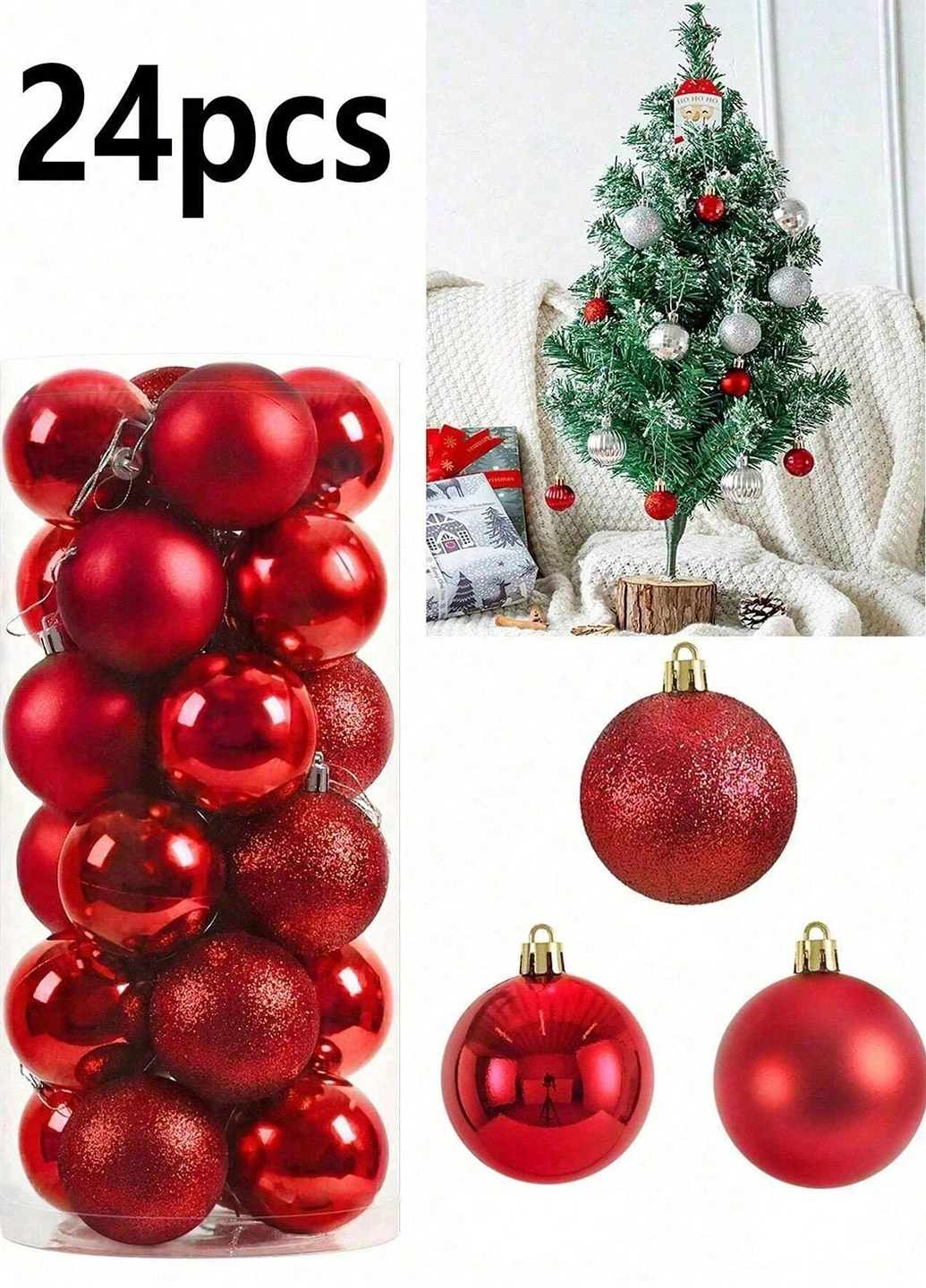 Елочная игрушка (24 шт.), 3 см SHEIN (331536436)