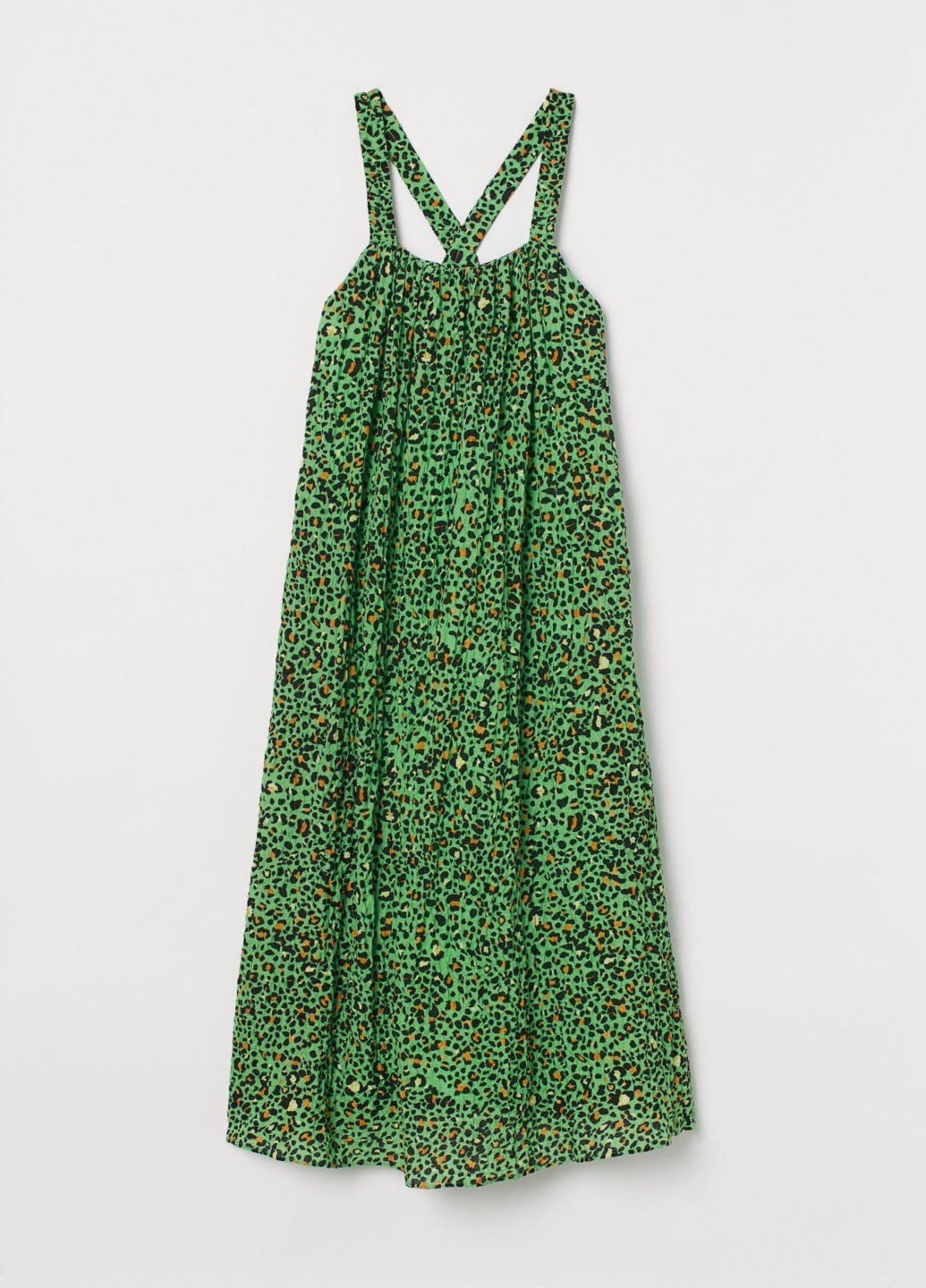 Зеленое кэжуал платье а-силуэт, с открытой спиной H&M леопардовый