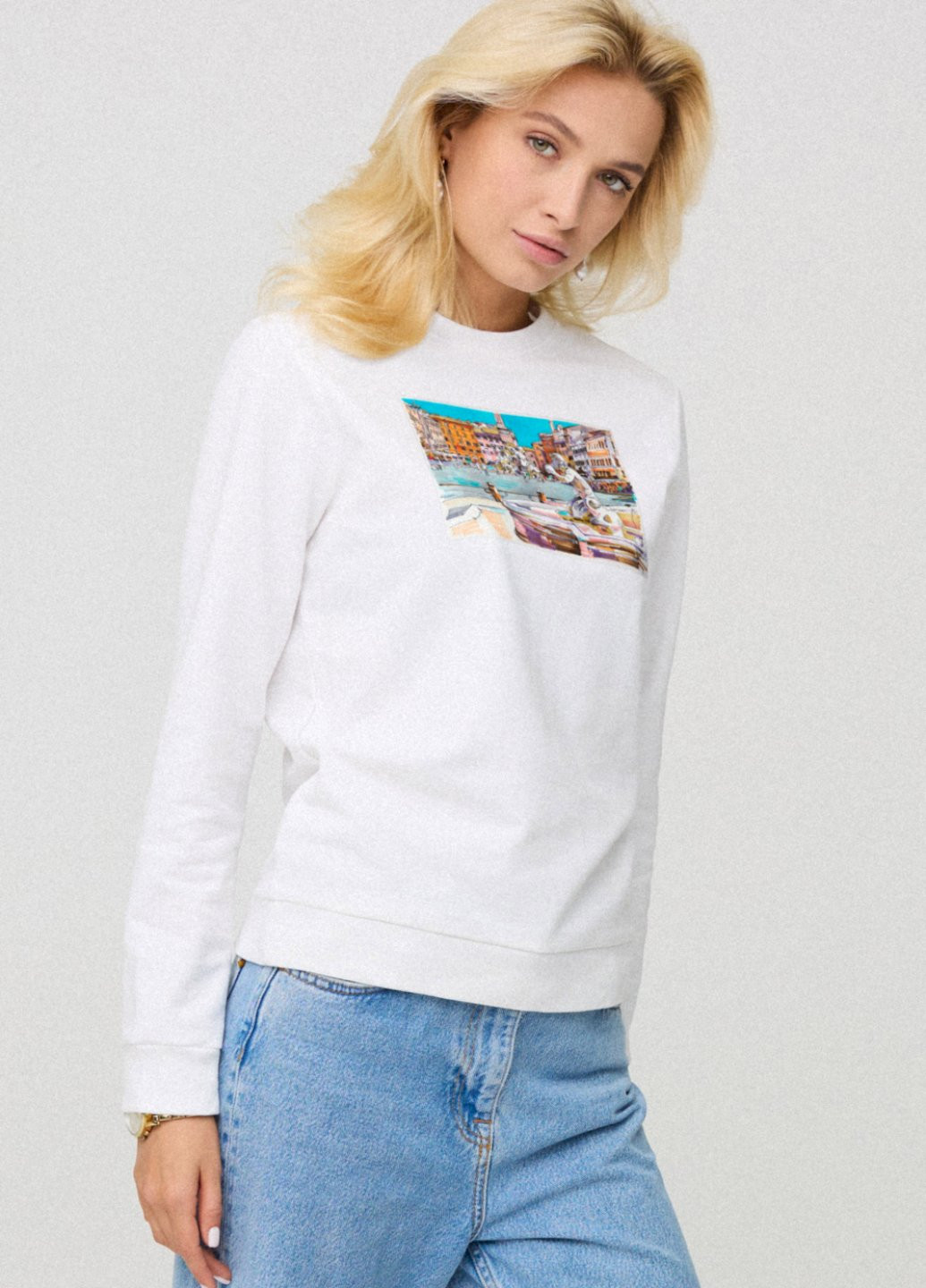 Білий світшот жіночій basic /no flis/ YAPPI (254658681)