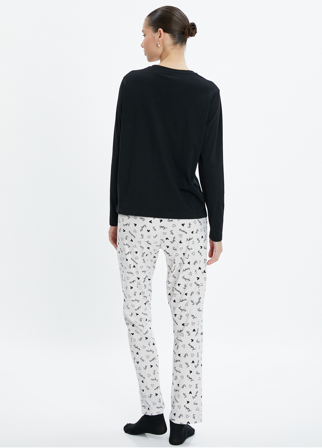 Чорно-біла всесезон піжами (лонгслів, штани) лонгслив + брюки KOTON