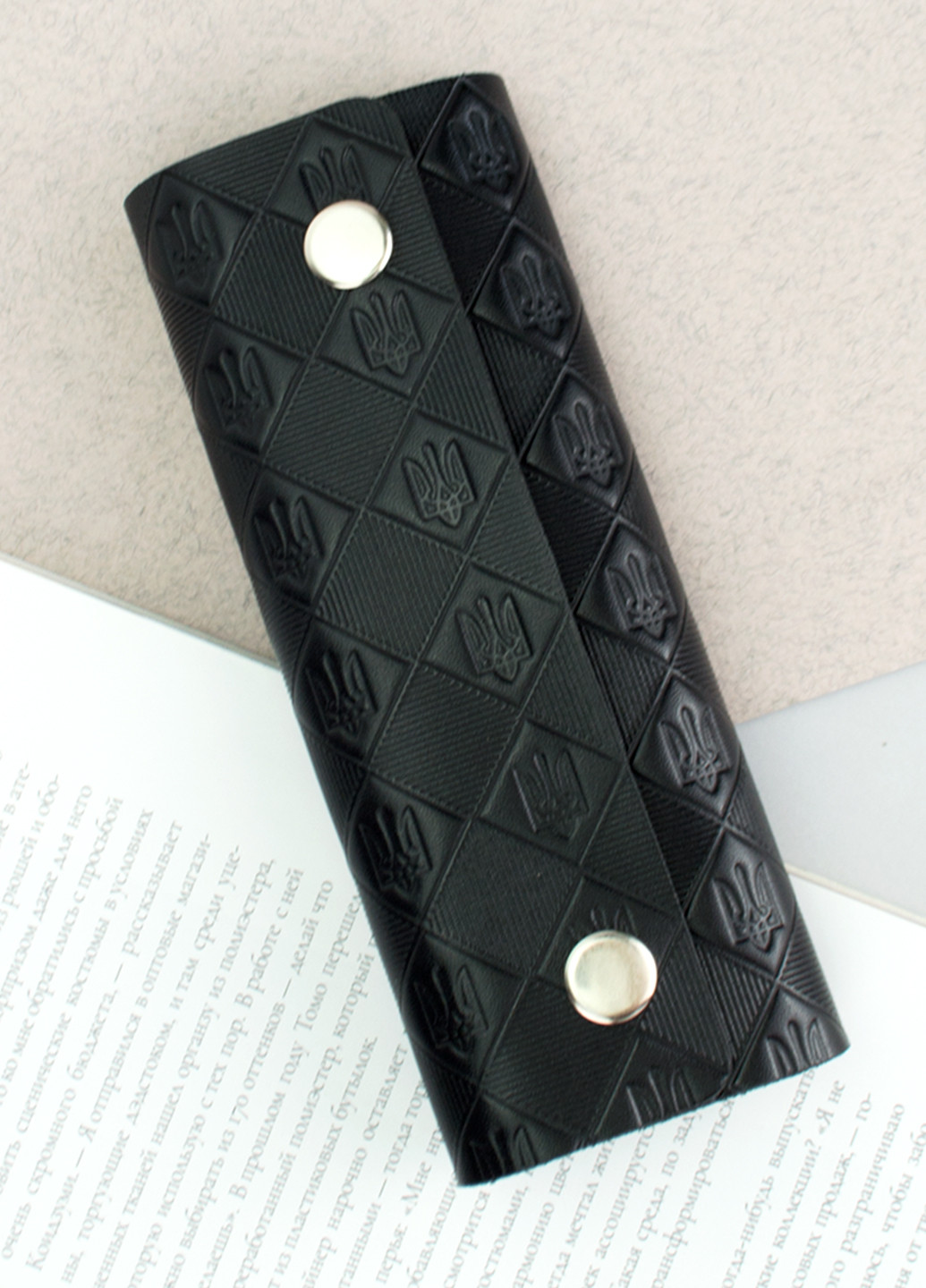 Подарочный мужской набор №69 "Тризуб": ремень + портмоне + ключница (черный) HandyCover (253481120)