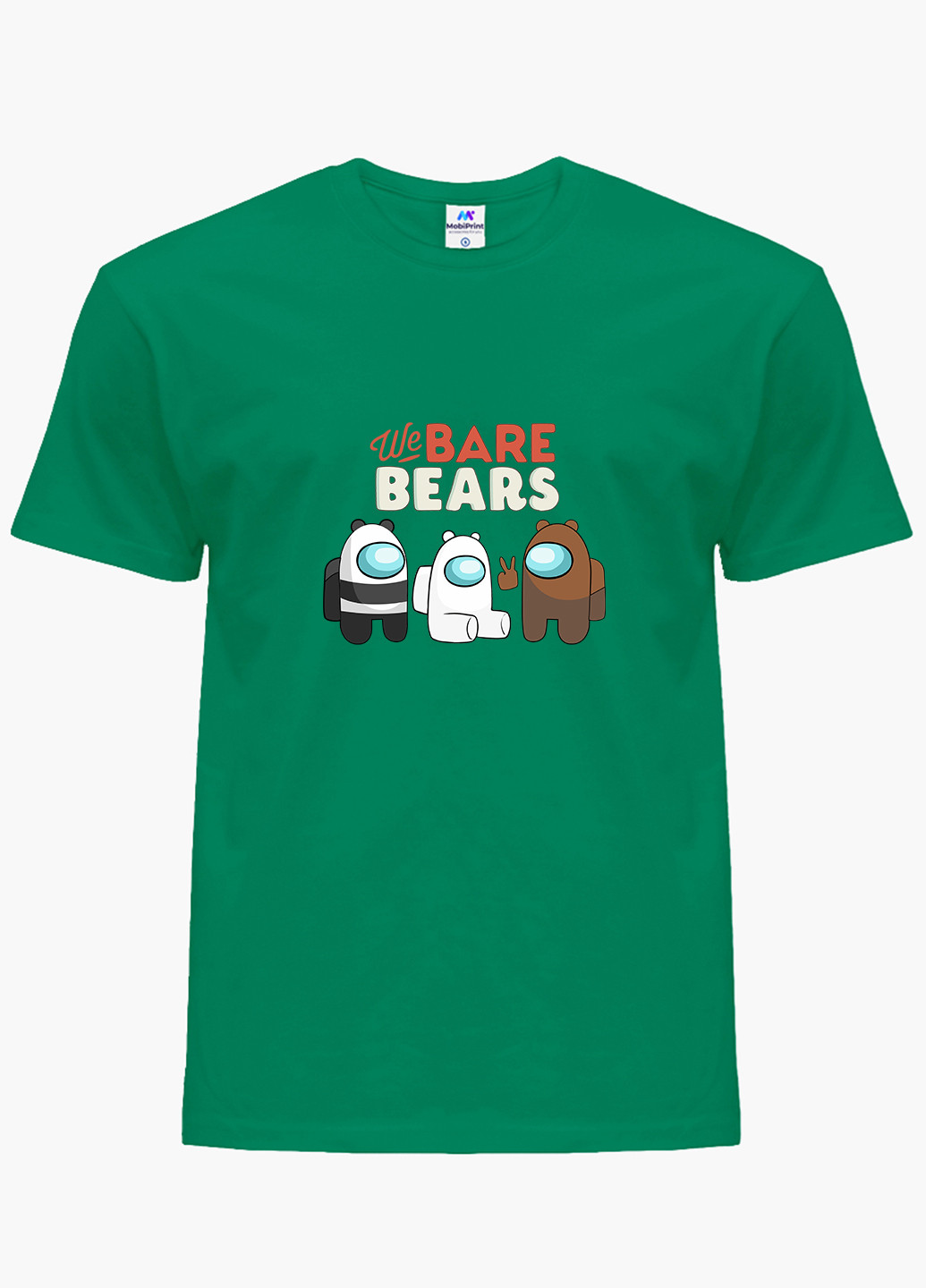 Зеленая демисезонная футболка детская вся правда о медведях (we bare bears)(9224-2668) MobiPrint