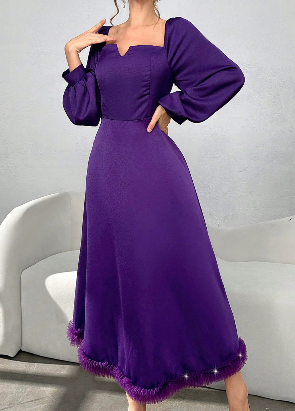 Фіолетова вечірня сукня кльош SHEIN однотонна