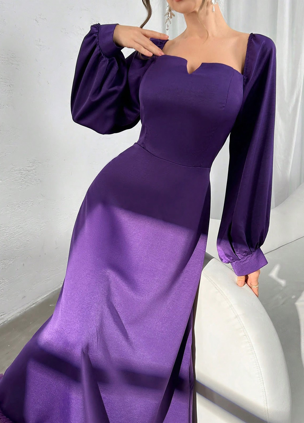 Фіолетова вечірня сукня кльош SHEIN однотонна