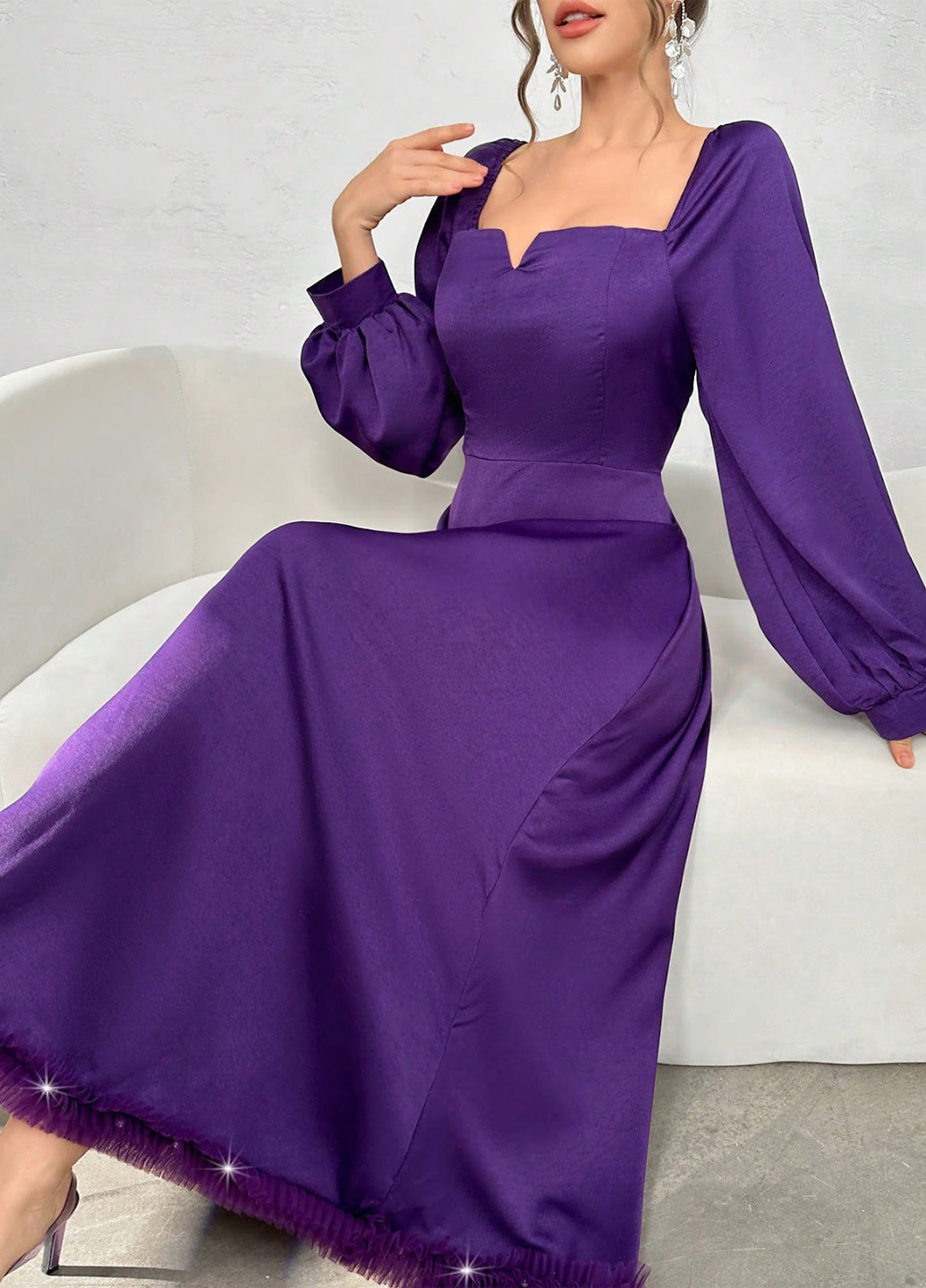 Фіолетова вечірня сукня кльош SHEIN однотонна