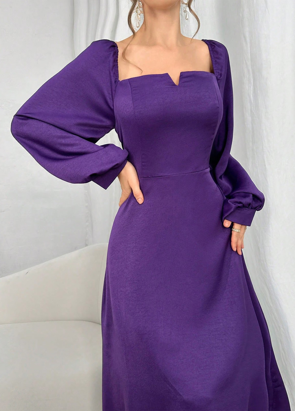 Фіолетова вечірня сукня кльош SHEIN однотонна