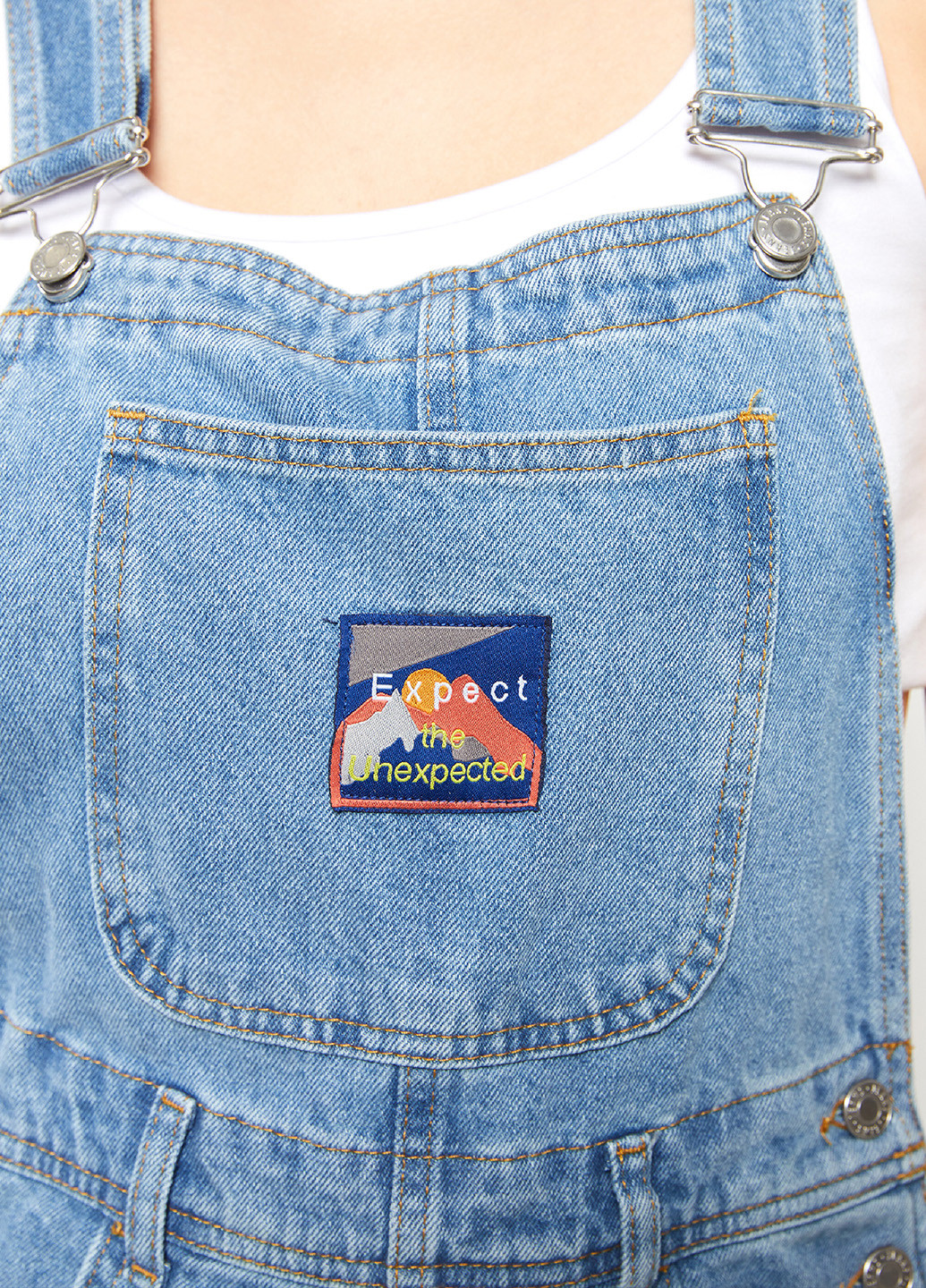 Комбінезон LC Waikiki комбінезон-брюки однотонний світло-синій джинсовий бавовна