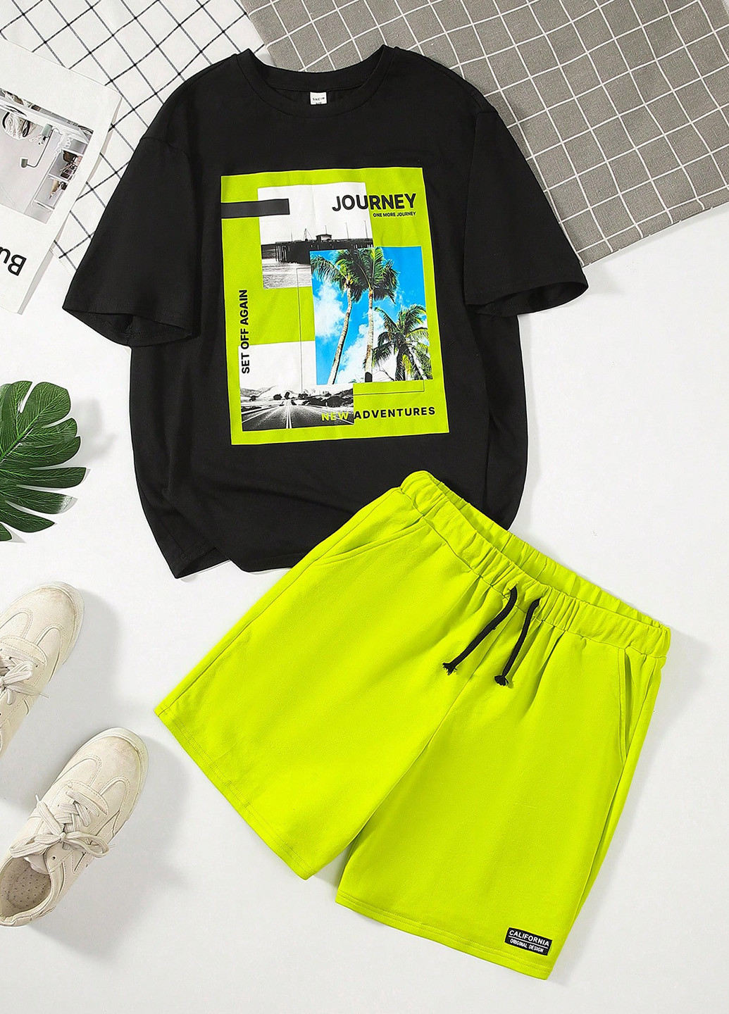 Комбінований літній комплект (футболка, шорти) SHEIN