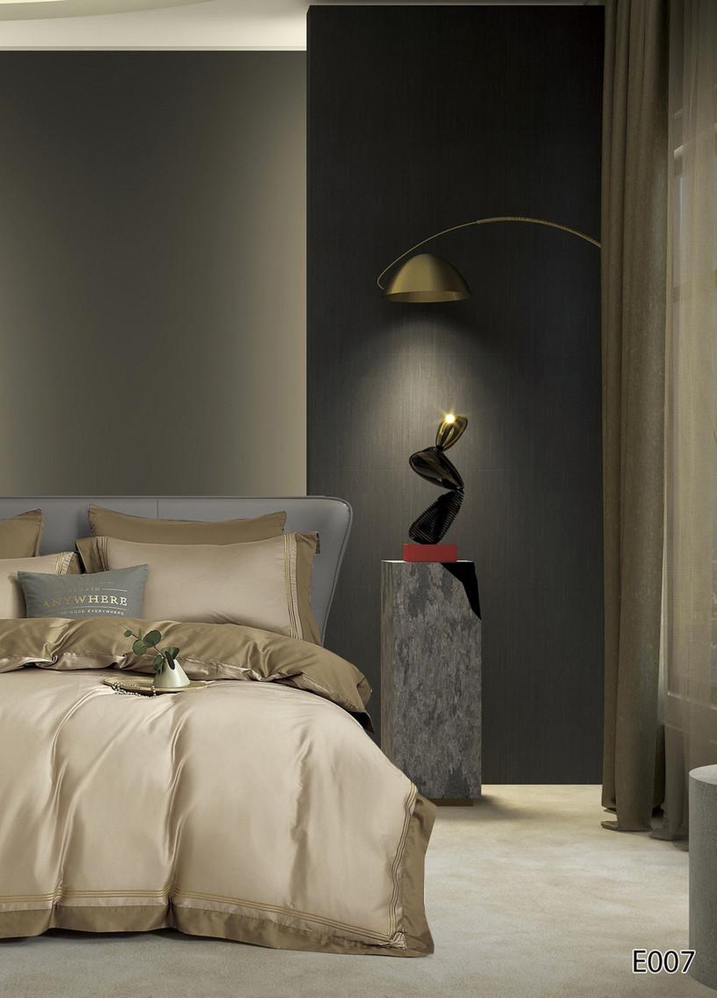 Постельное белье евро сатин 200х220 см (E007) Vie Nouvelle Embroidery (253742661)