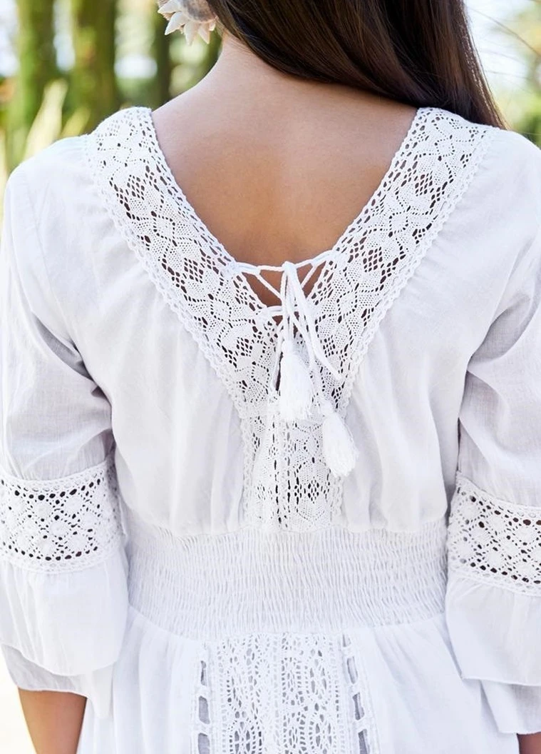 Білий пляжна сукня а-силует COTTON однотонна