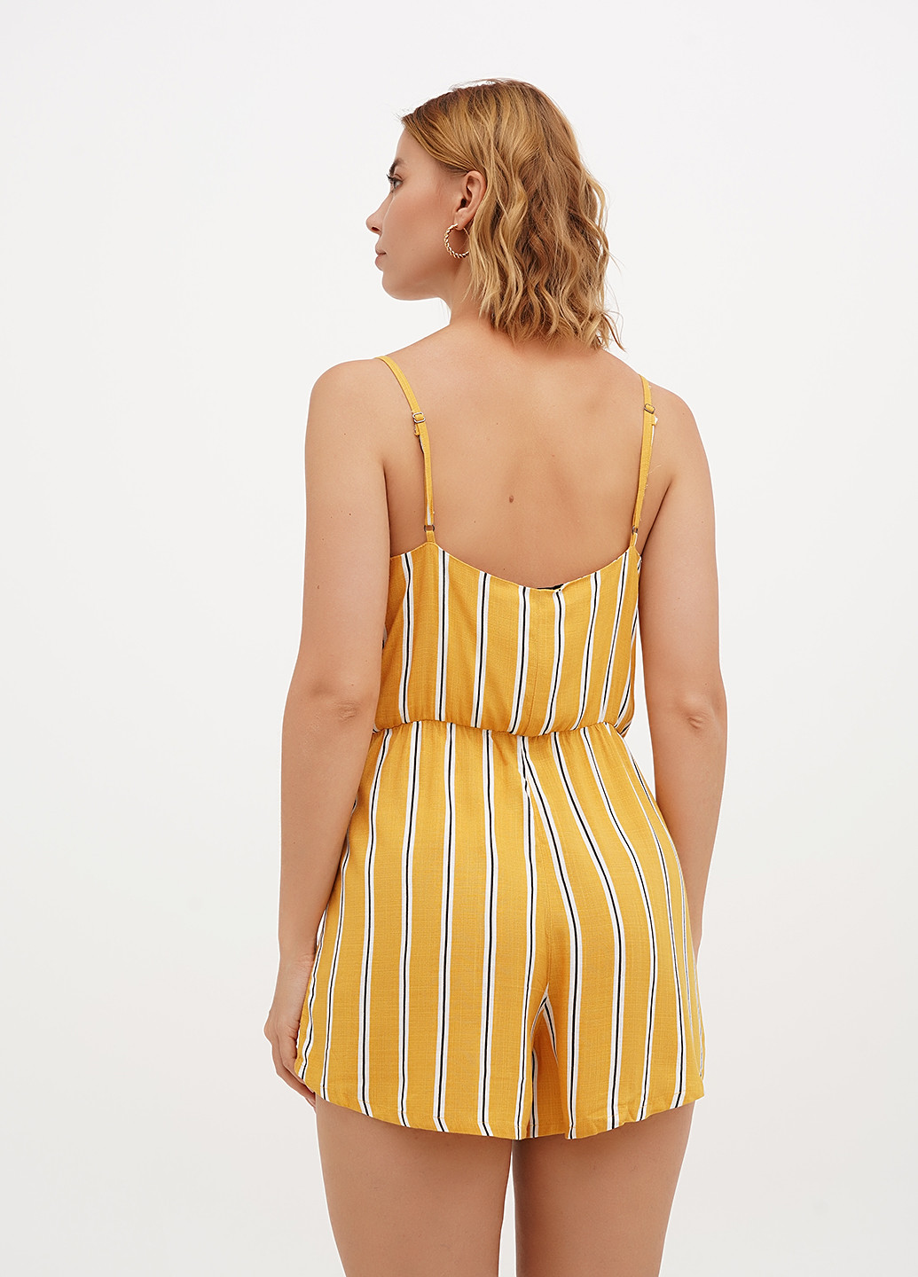 Комбінезон Stradivarius комбінезон-шорти смужка жовтий кежуал віскоза