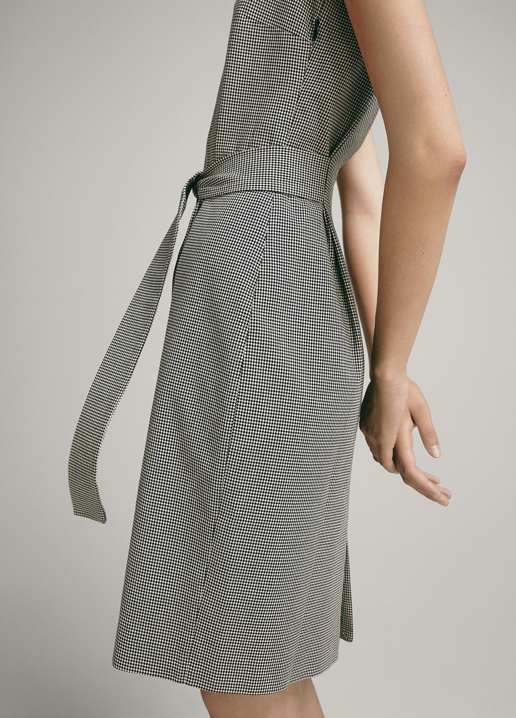 Комбинированное кэжуал платье футляр Massimo Dutti с узором пье-де-пуль «гусиная лапка»