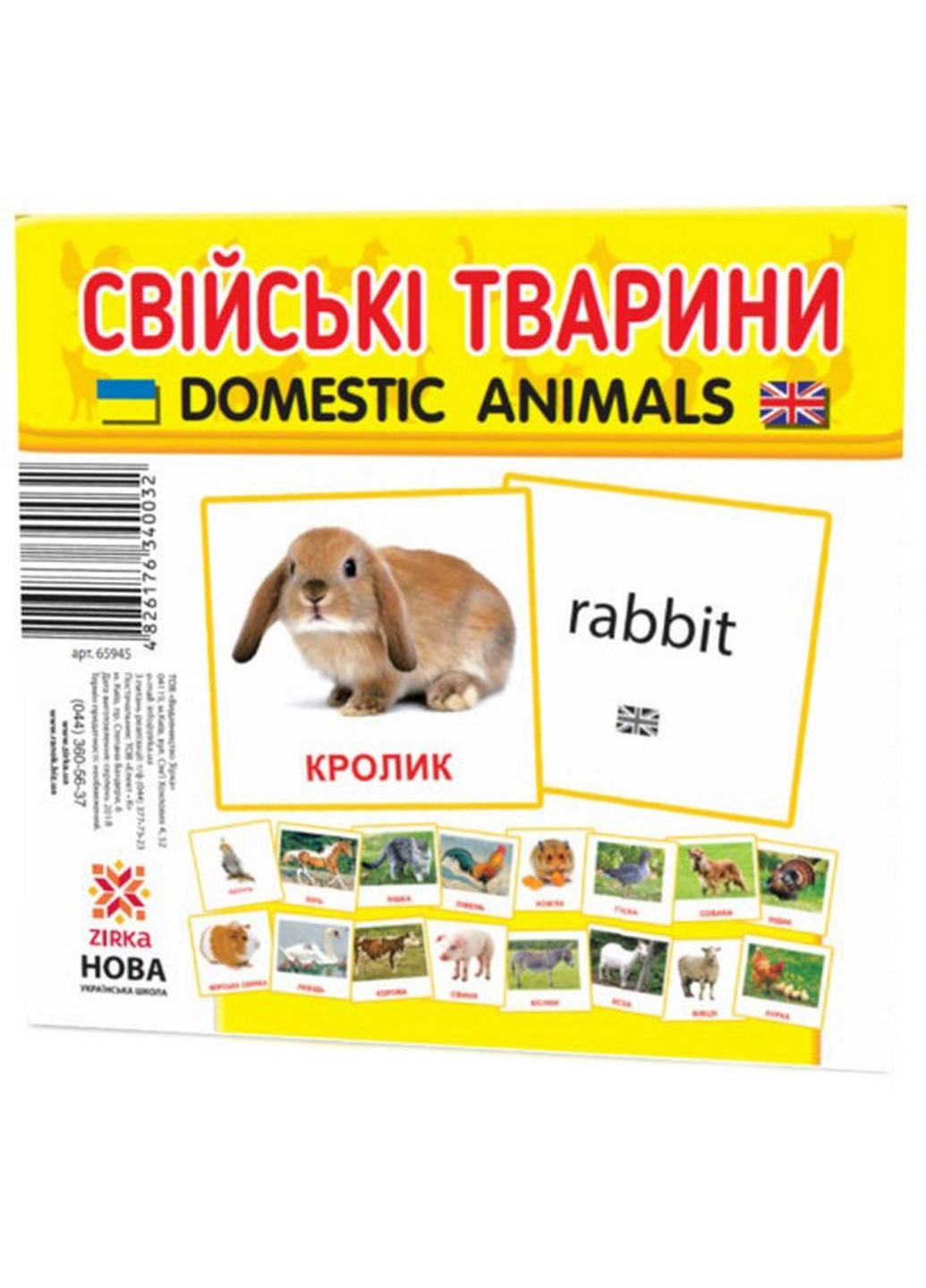 Картки міні "Домашні тварини" (110х110 мм) UA-ENG 65945 Zirka (226074640)