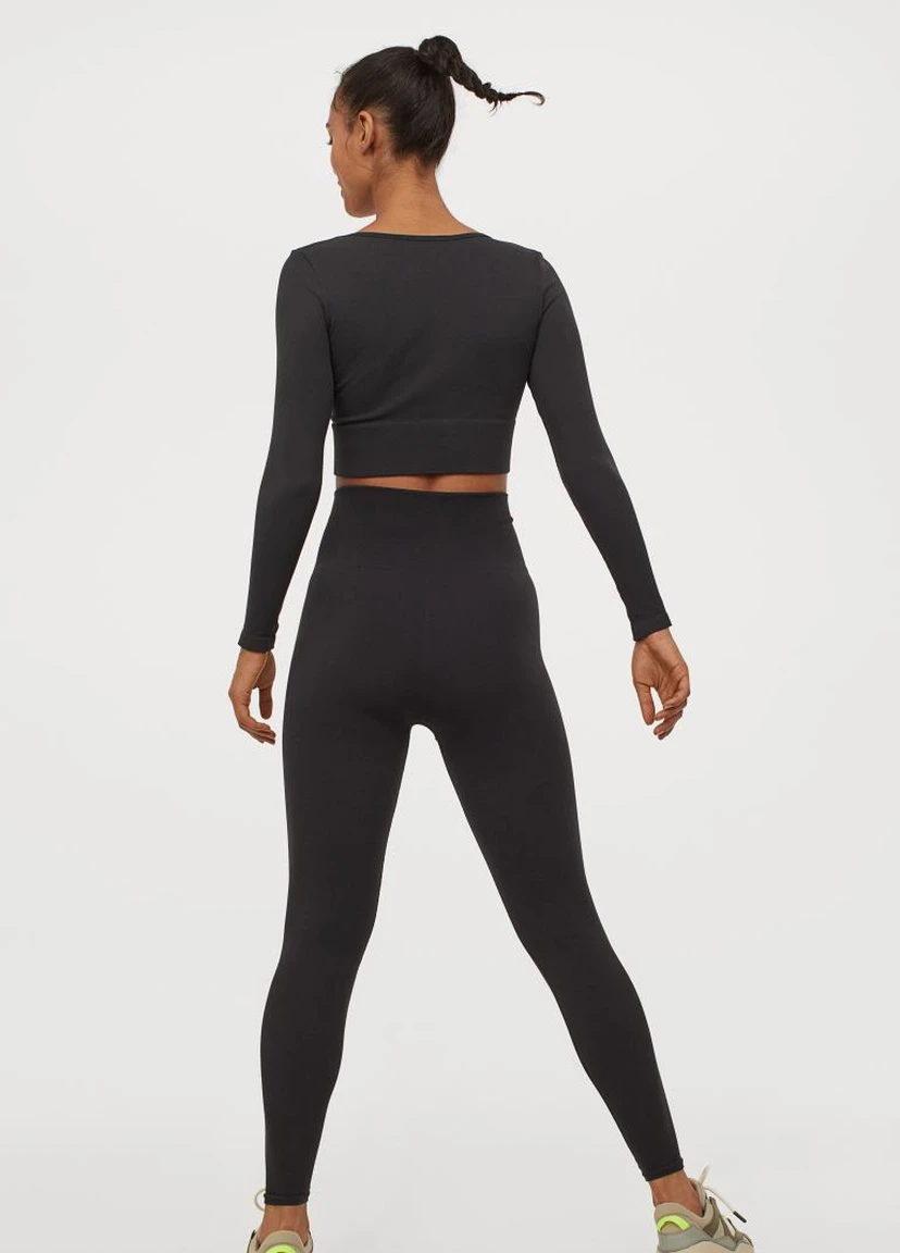 Черные летние спортивные леггинсы без швов H&M