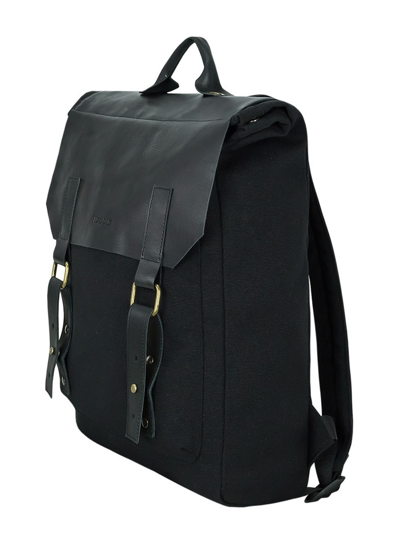 Рюкзак Унисекс Leather Canvas Черный R0503EX011 Exodus (254585232)