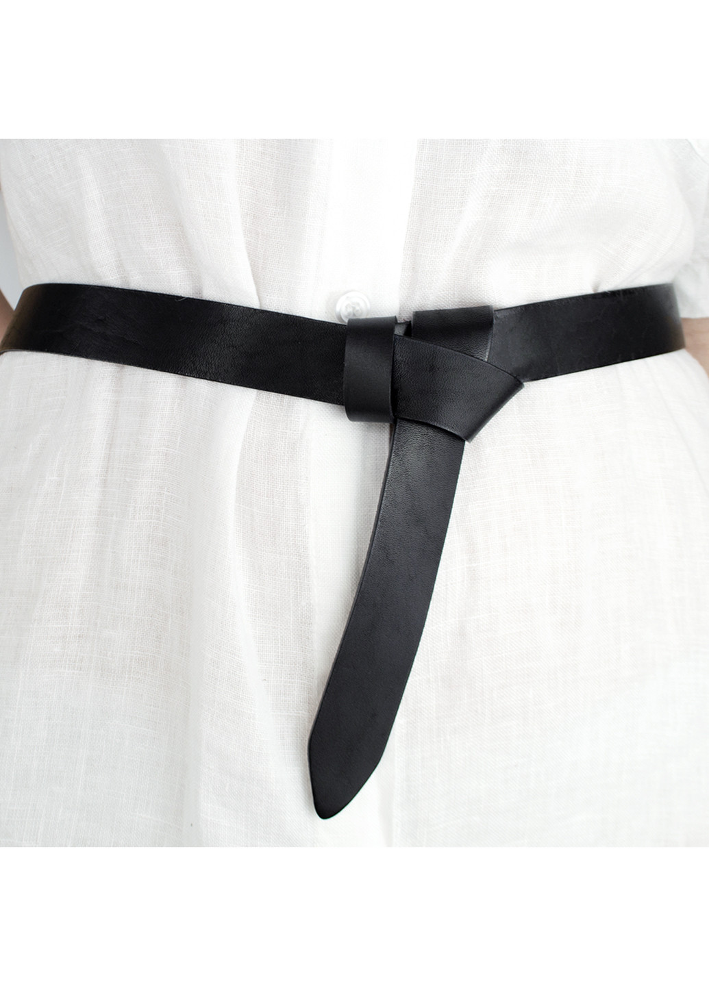 Ремень женский кожаный-узел без пряжки черный SF-258 black (125 см) SFIP (253411511)