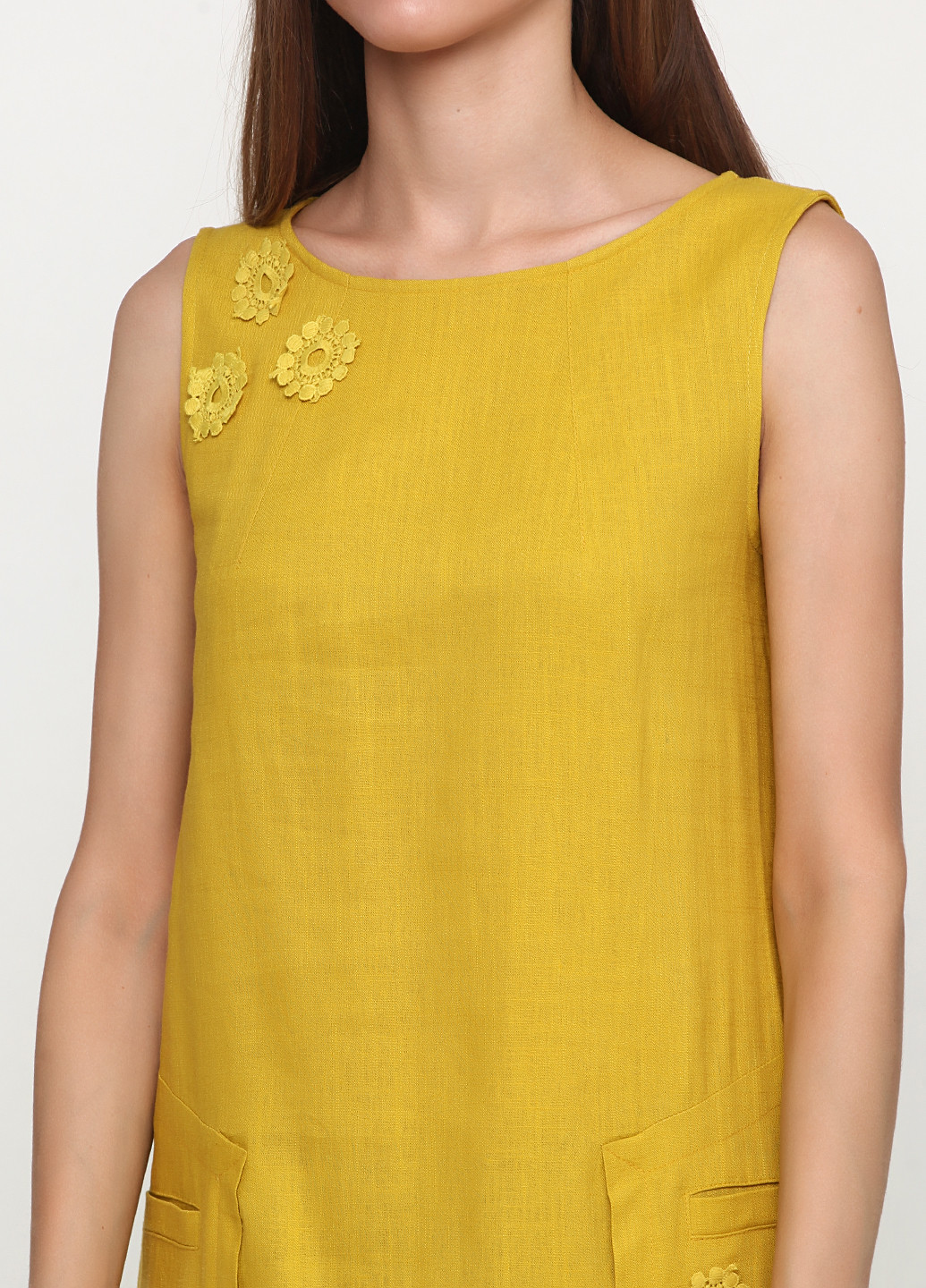 Желтое кэжуал платье а-силуэт Ruta-S с цветочным принтом