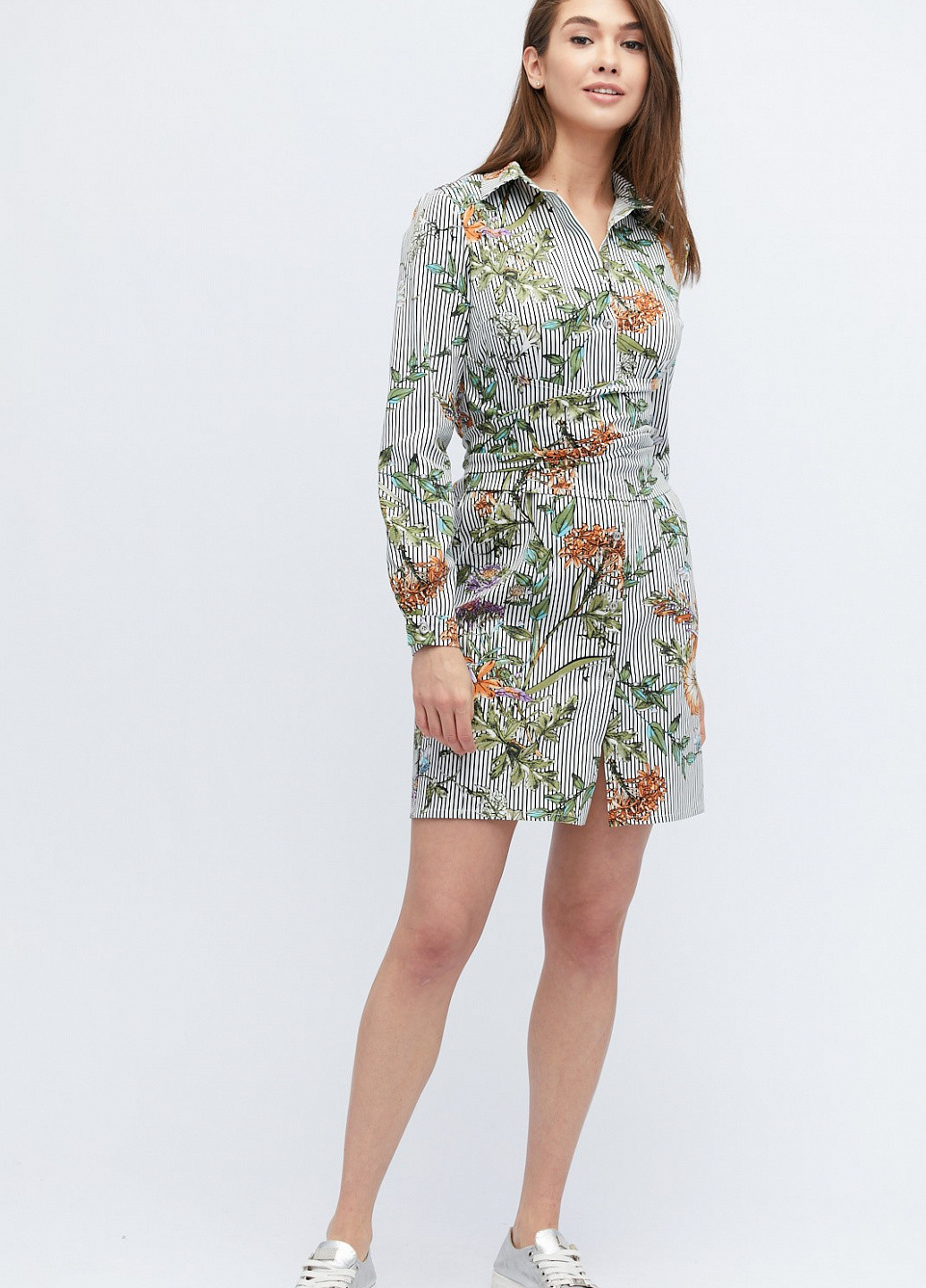 Світло-сіра кежуал сукня Carica з квітковим принтом