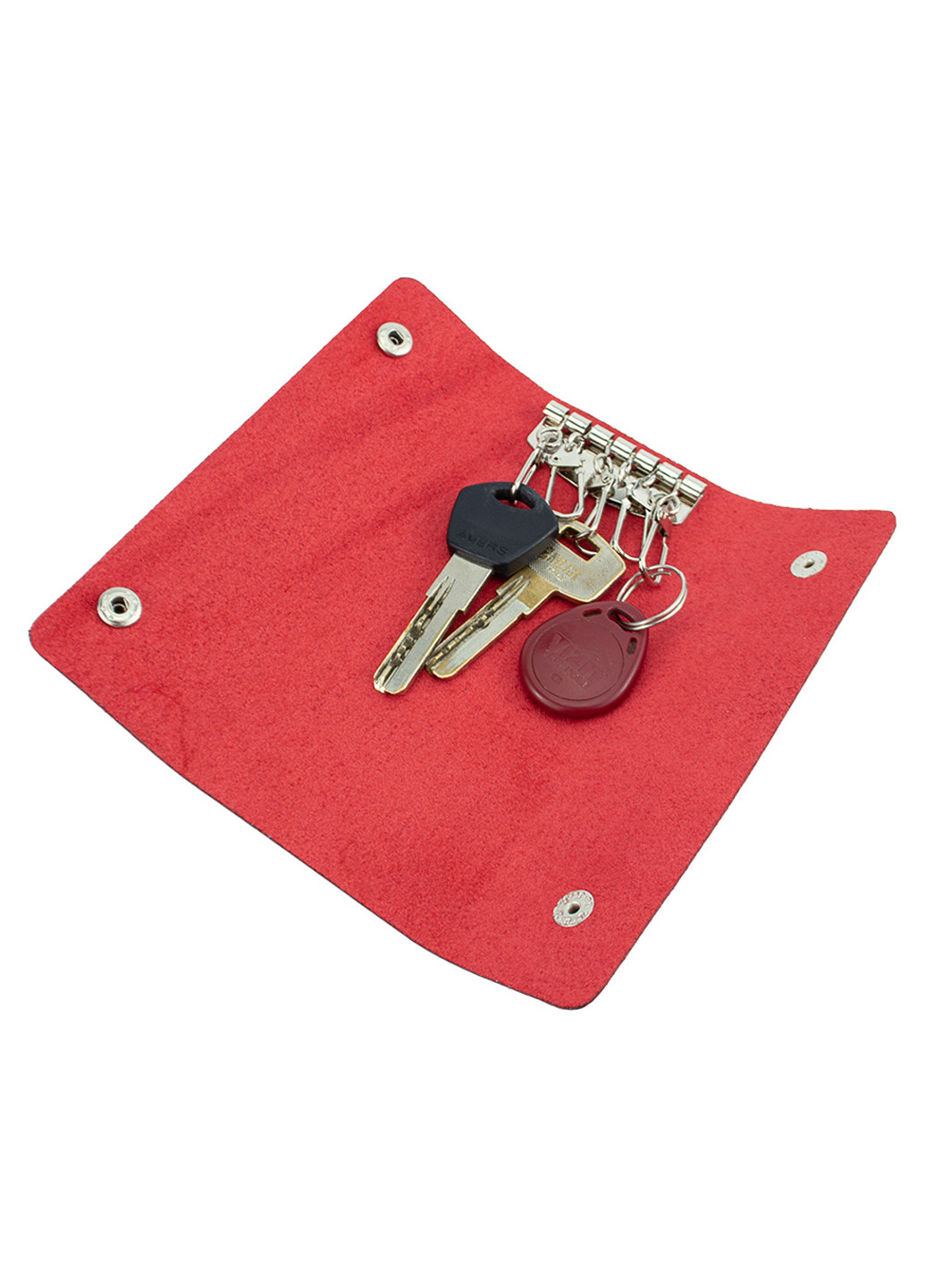 Ключница кожаная на кнопках с карабинами красная HC0077 red HandyCover (219035190)