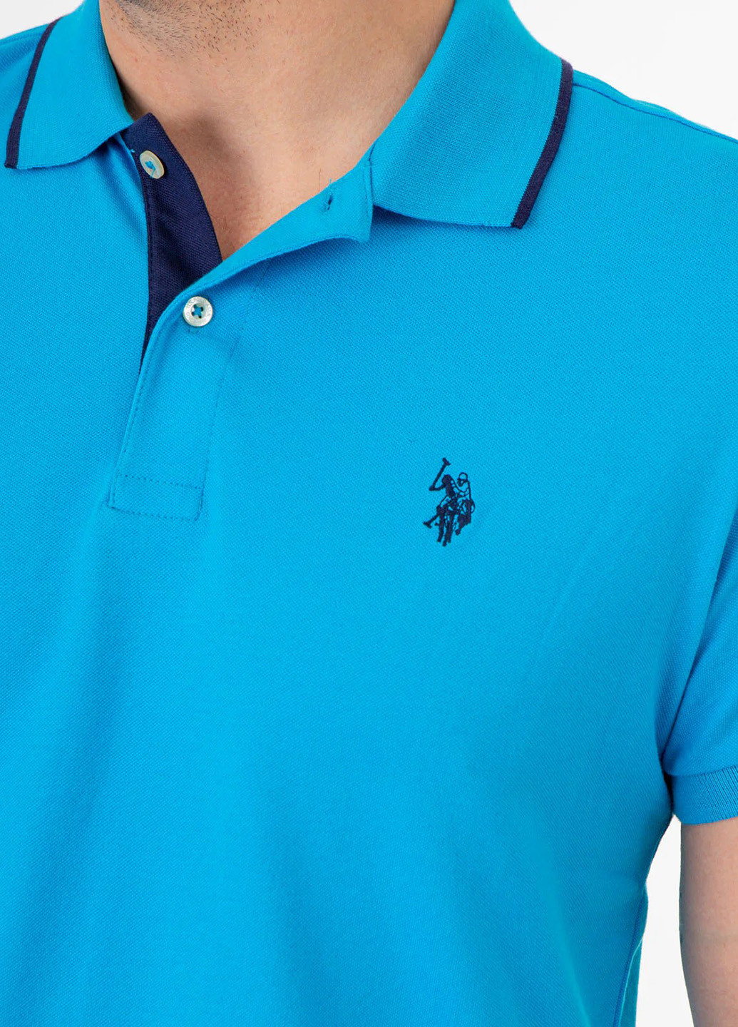 Голубой футболка-поло для мужчин U.S. Polo Assn. с логотипом