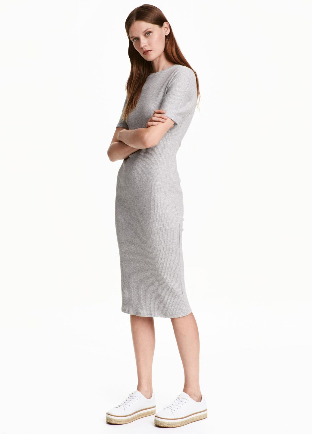 Сіра кежуал сукня сукня-футболка H&M меланжева