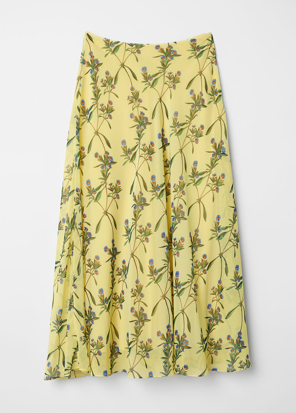 Желтая кэжуал цветочной расцветки юбка H&M клешированная