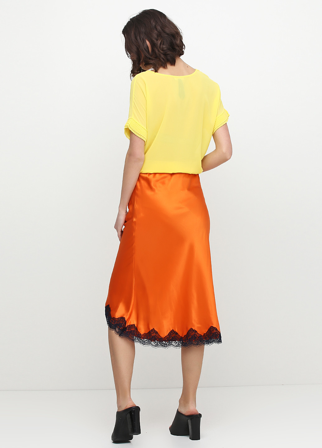 Оранжевая кэжуал однотонная юбка Pinko миди