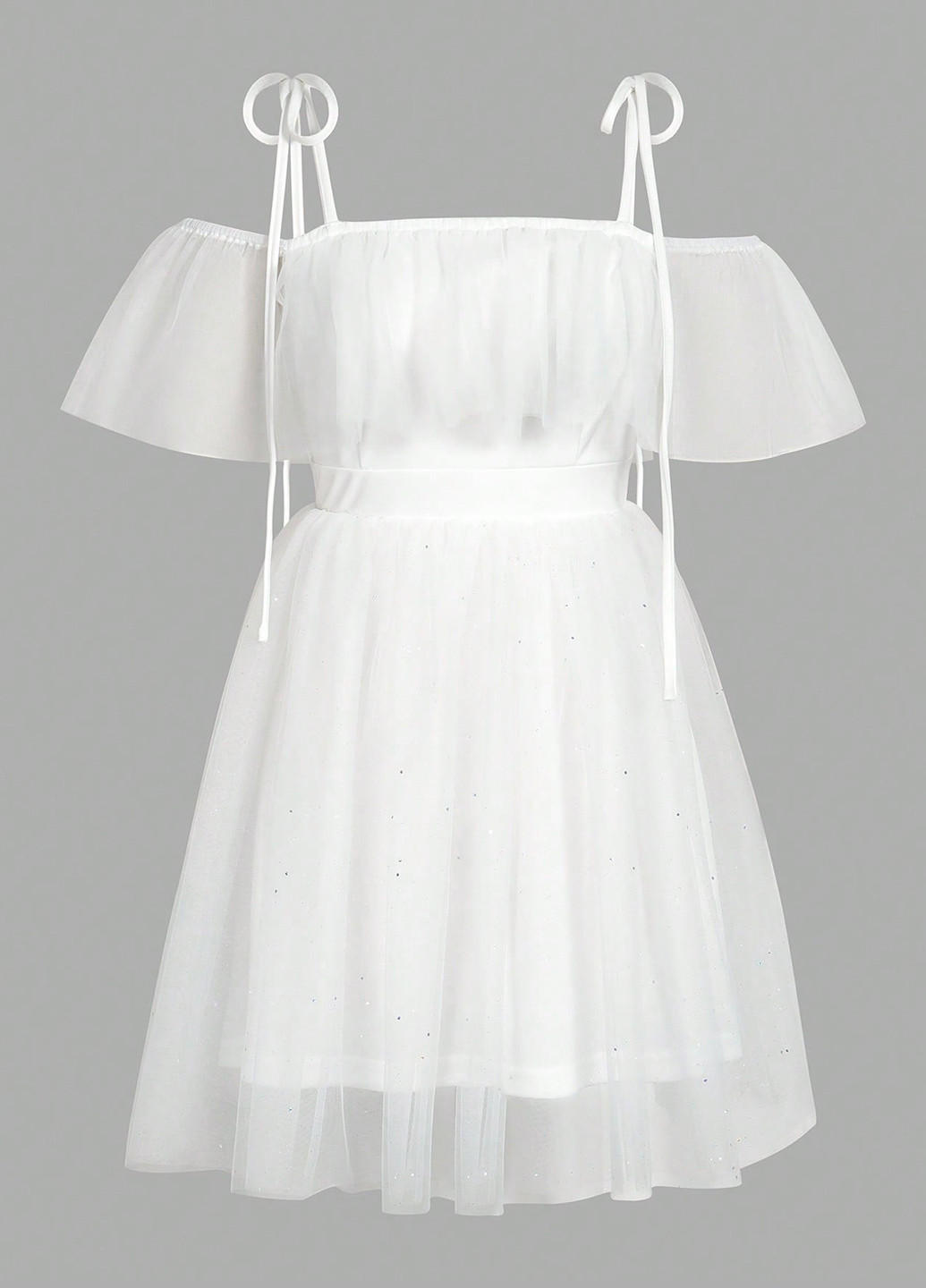 Белое праздничный, коктейльное платье с пышной юбкой SHEIN однотонное