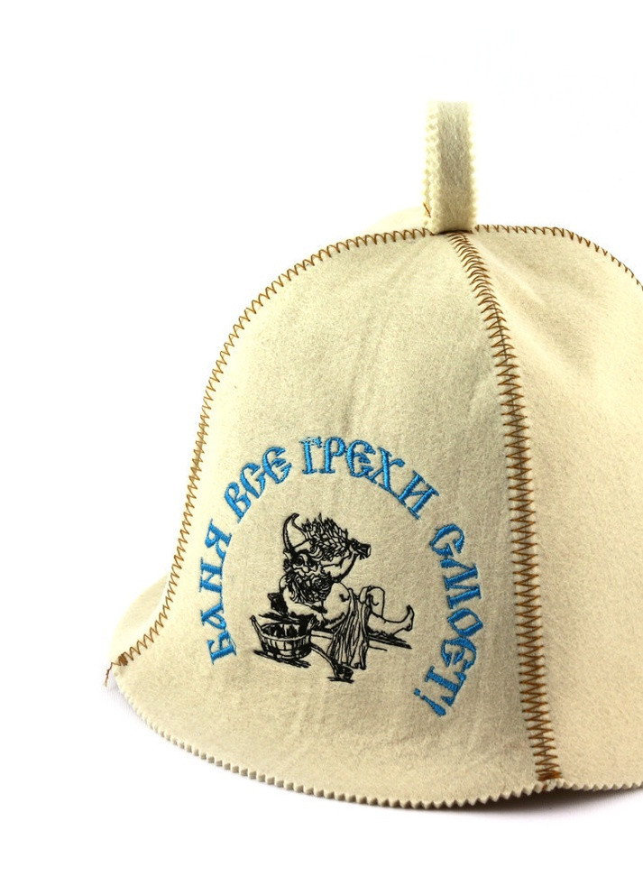 Банна шапка "Баня всі гріхи змиє", штучне хутро, білий (LA-338) Luxyart (252611373)