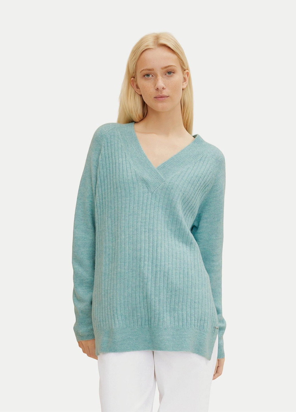 Бирюзовый зимний пуловер пуловер Tom Tailor
