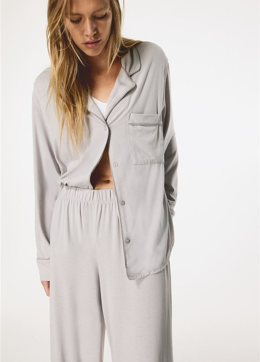 Светло-серая домашний рубашка однотонная H&M