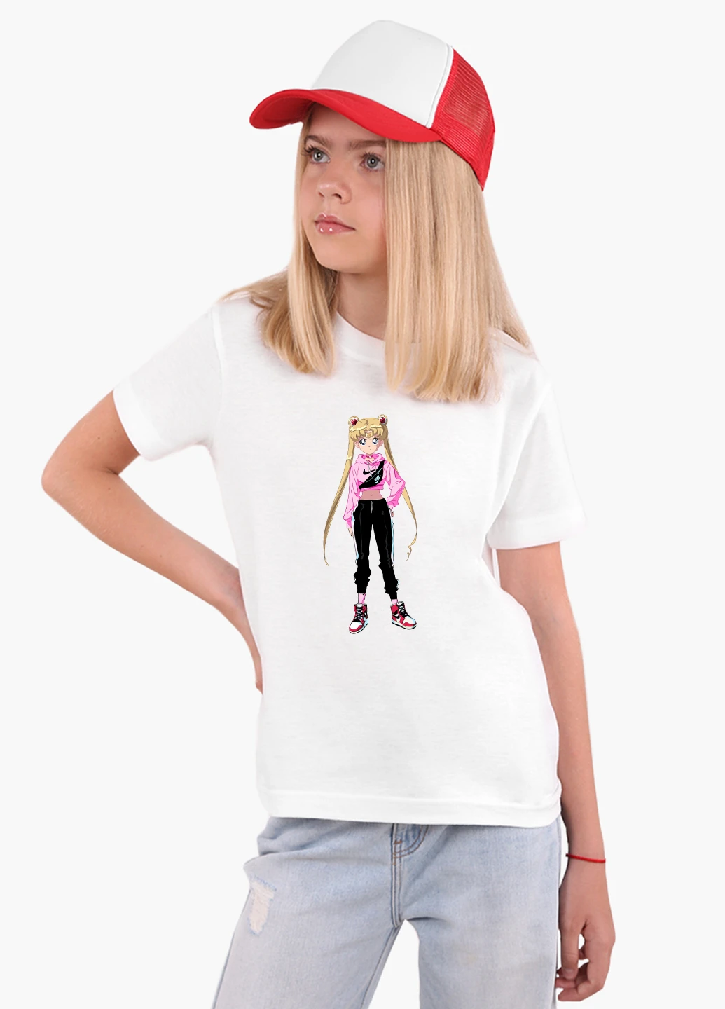 Белая демисезонная футболка детская сейлор мун (sailor moon) белый (9224-2927) 164 см MobiPrint
