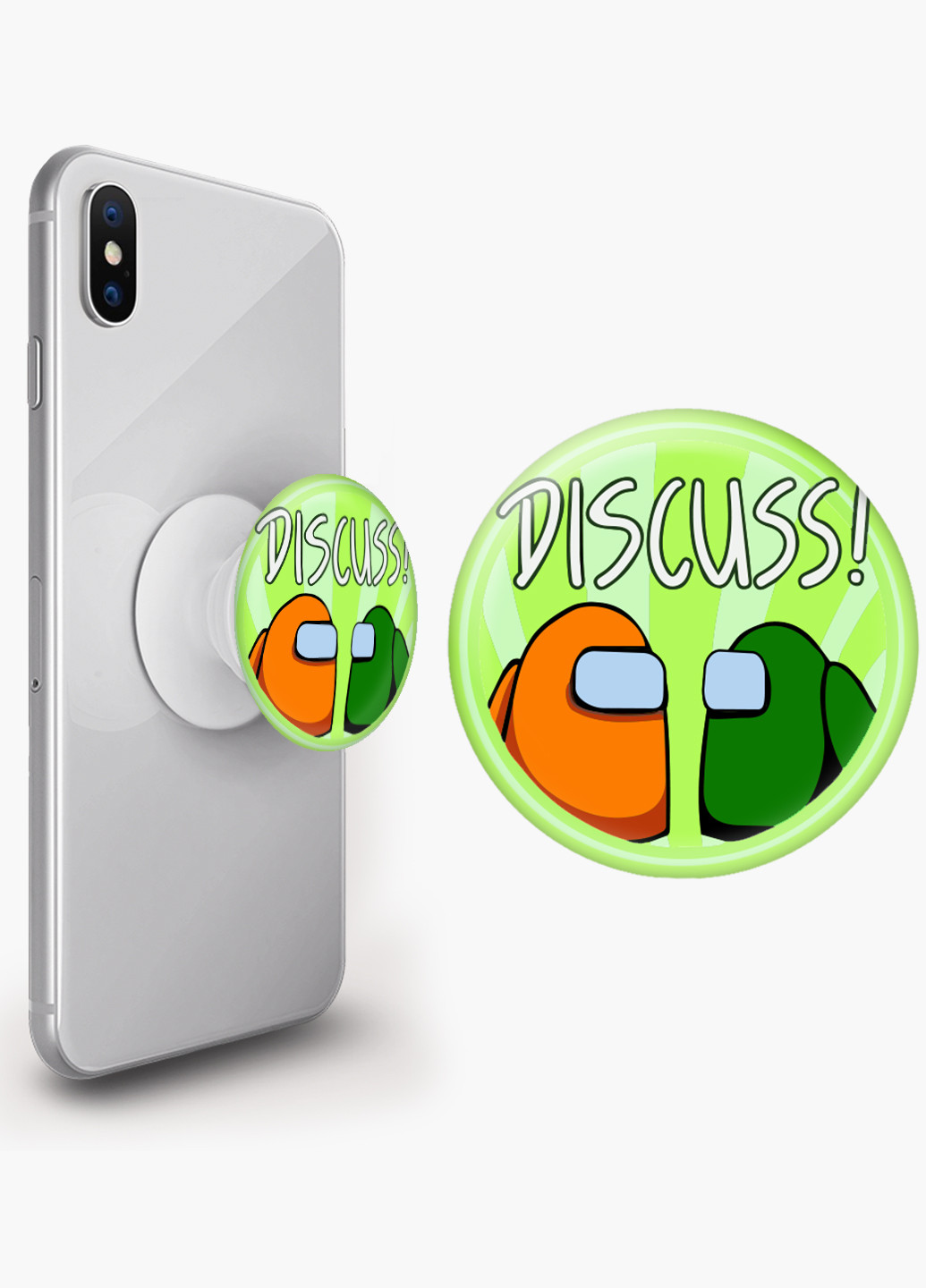 Попсокет (Popsockets) держатель для смартфона Амонг Ас (Among Us) (8754-2588) Черный MobiPrint (216836471)