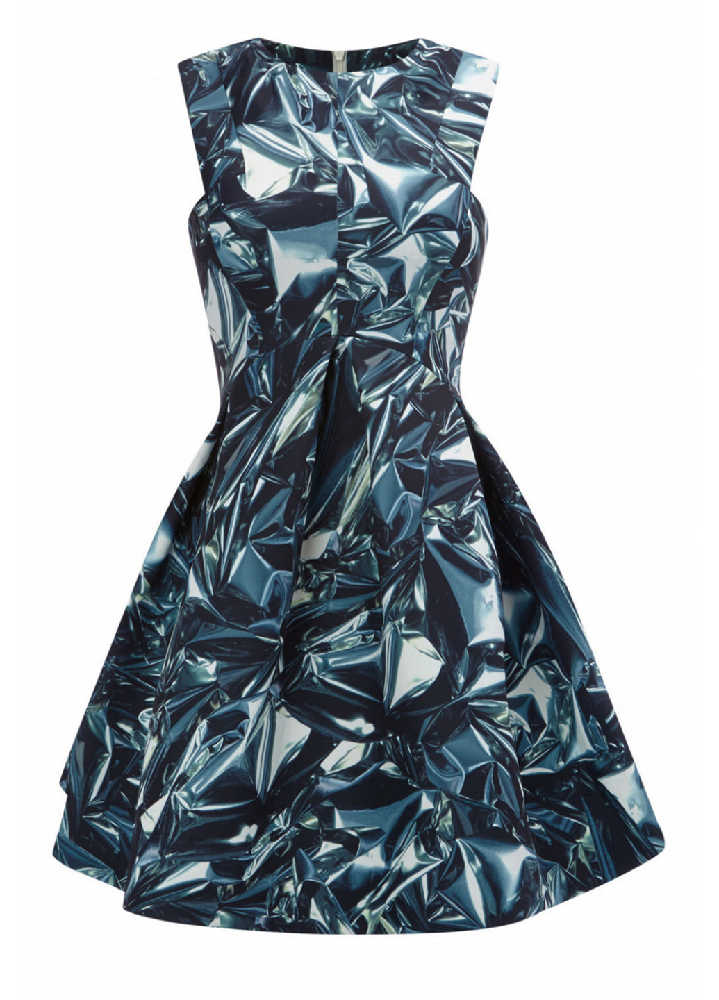 Комбинированное вечернее неопреновое мини платье бэби долл, с пышной юбкой AQ/AQ с абстрактным узором