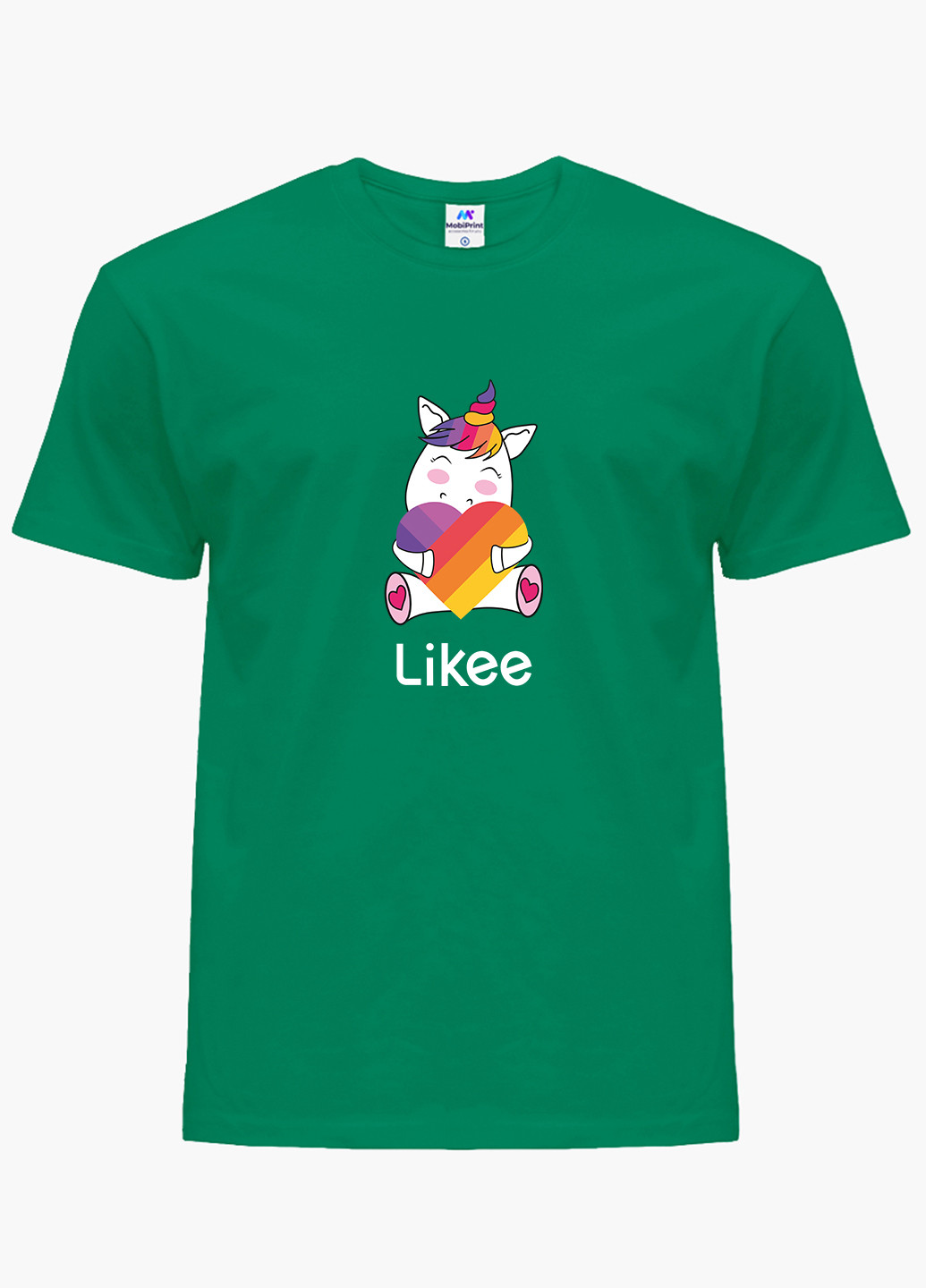 Зеленая демисезонная футболка детская лайк единорог (likee unicorn)(9224-1037) MobiPrint