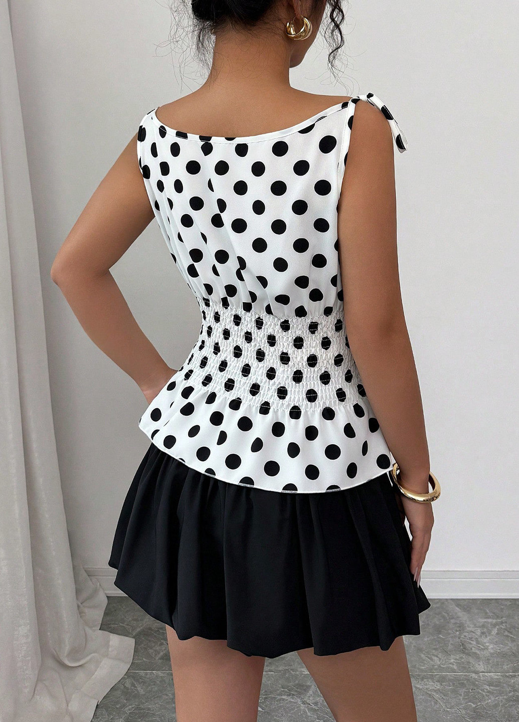 Чорно-білий літній комплект (майка, спідниця) SHEIN