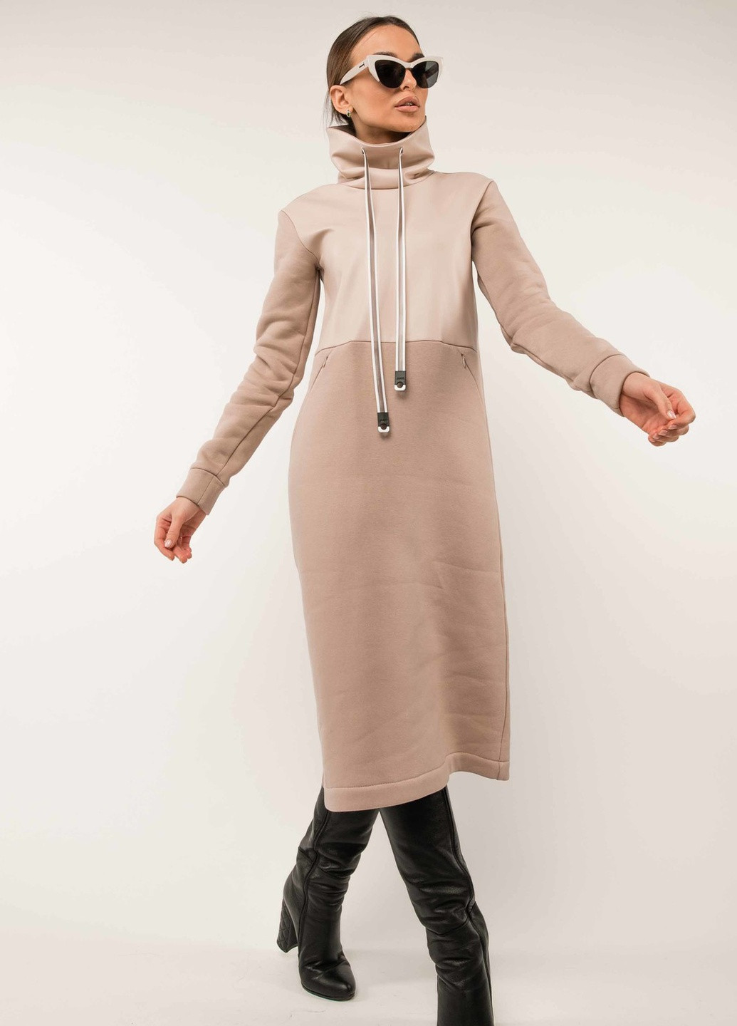 Бежева кежуал сукня Ри Мари однотонна