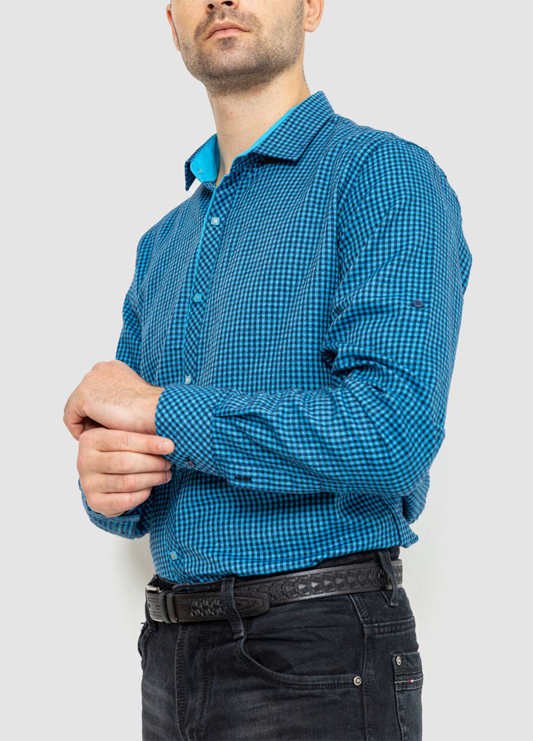Синяя кэжуал рубашка в клетку Ager