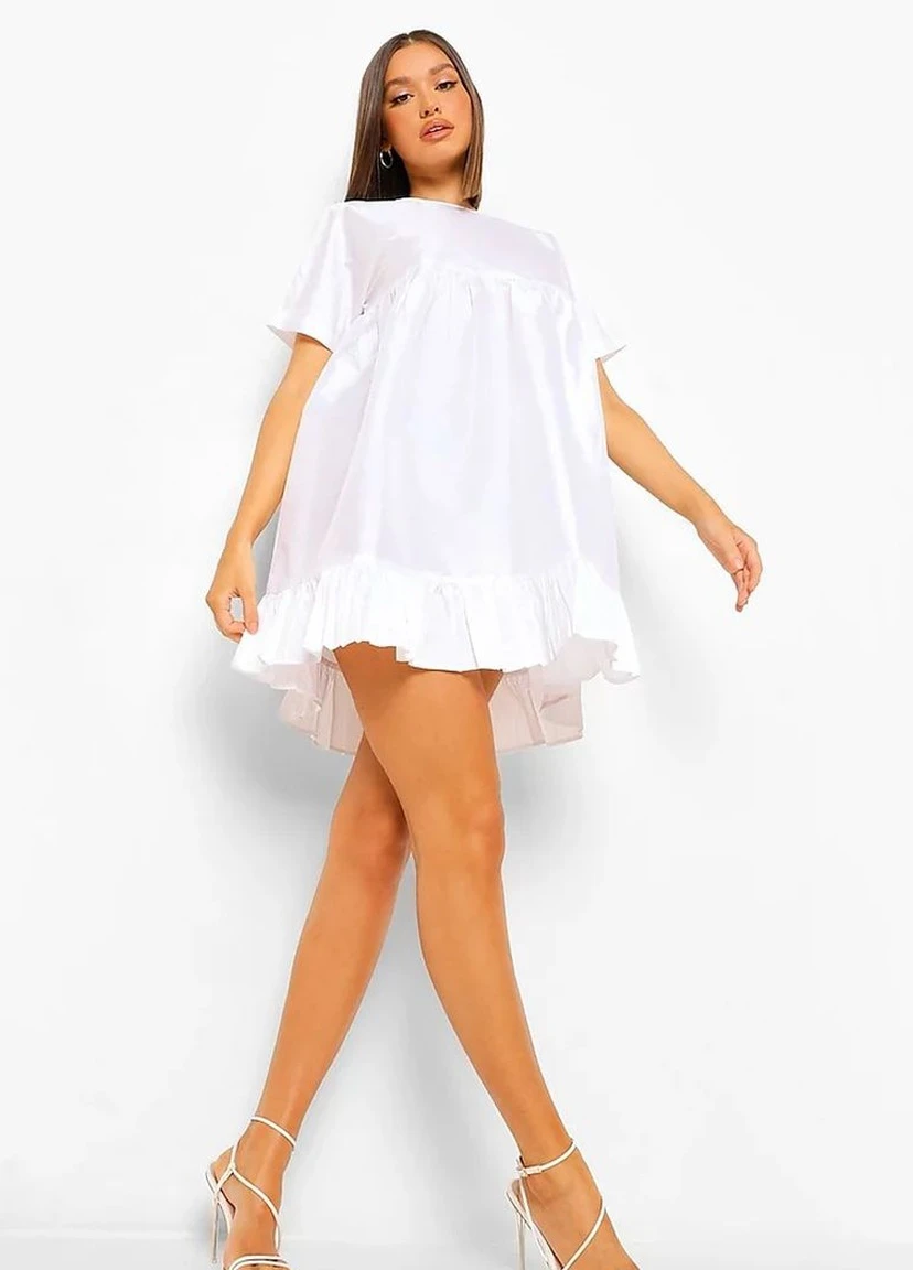Белое кэжуал платье Boohoo однотонное