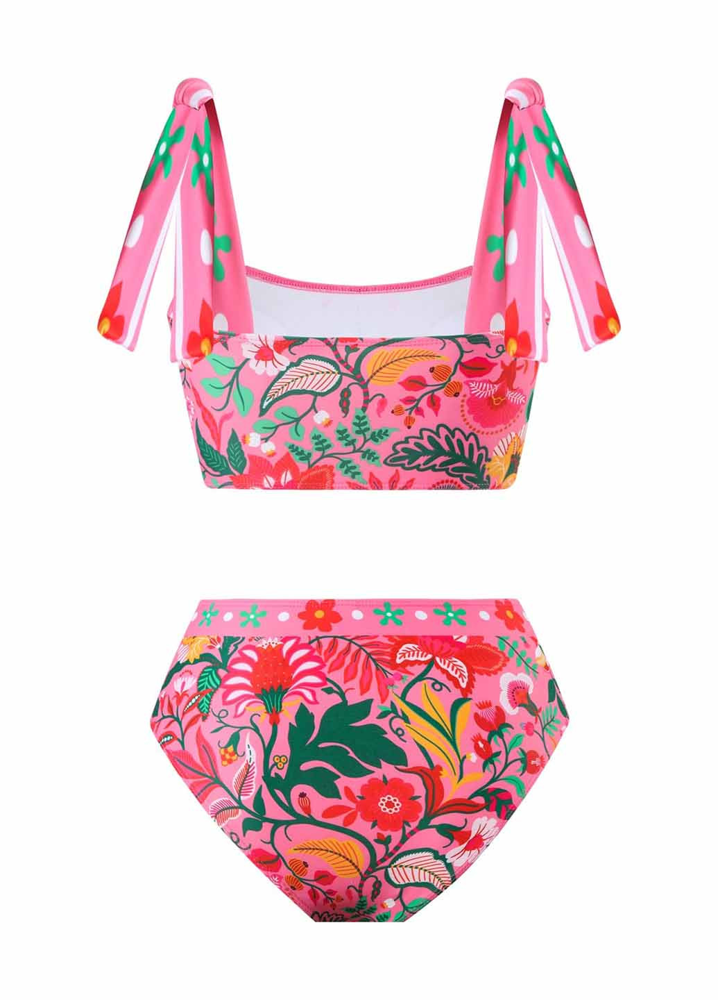 Розово-лиловый летний купальник (лиф, трусики) бандо, топ, раздельный SHEIN