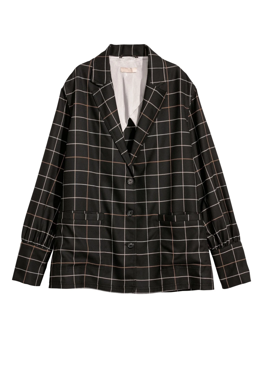 Черный женский пиджак H&M в клеточку - всесезон