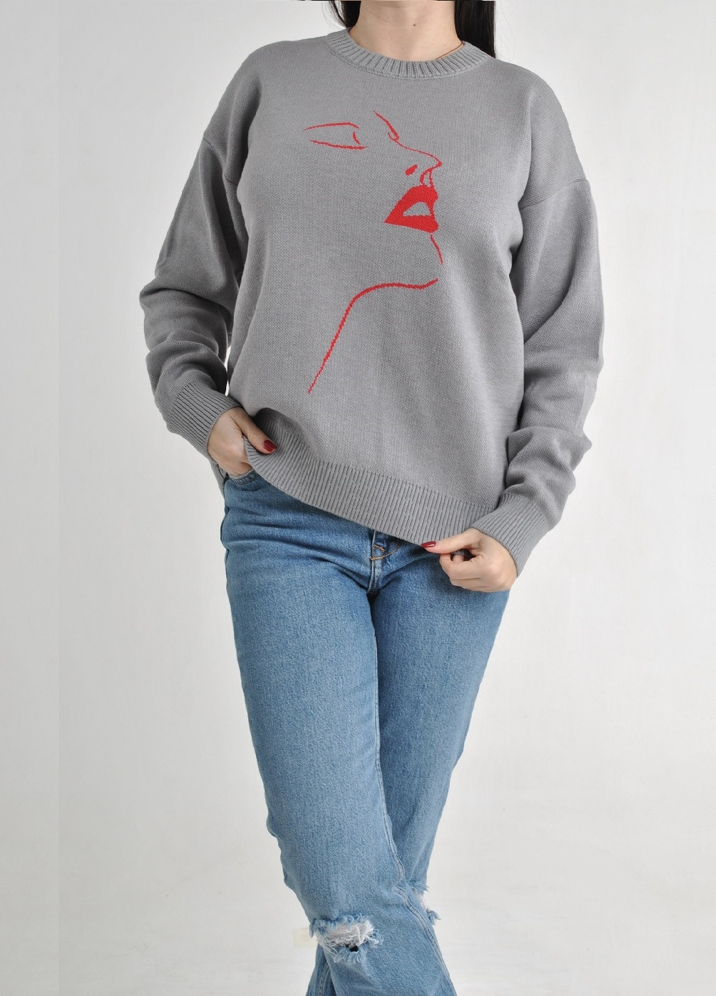 Серый демисезонный весенний хлопковый джемпер Fashion Club