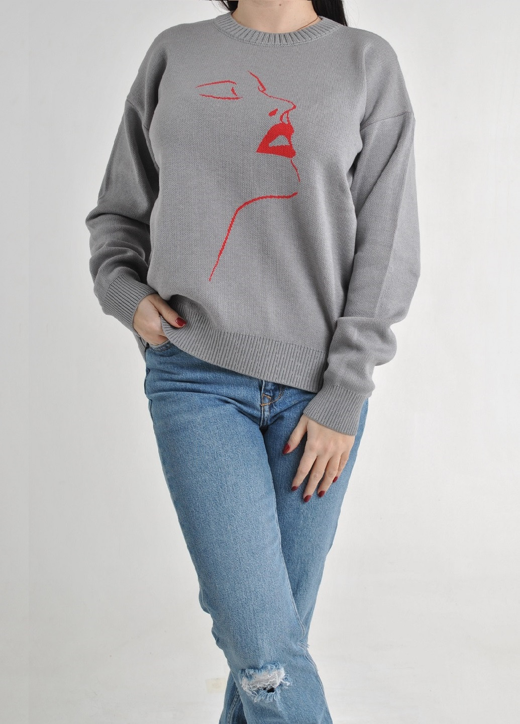 Серый демисезонный весенний хлопковый джемпер Fashion Club