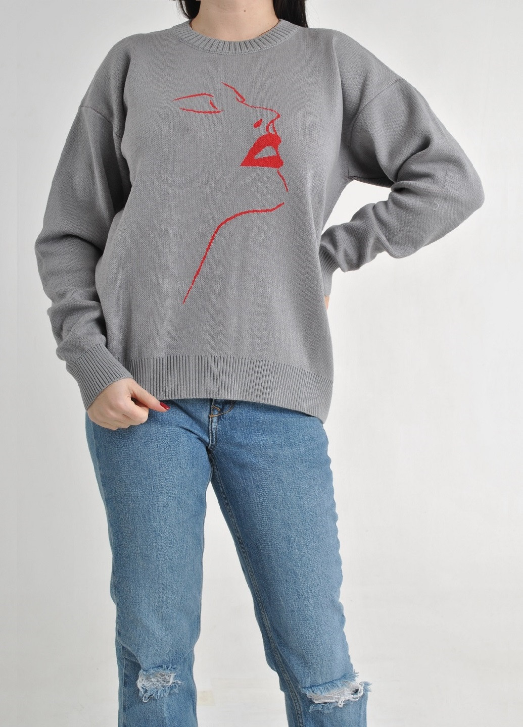 Серый демисезонный весенний хлопковый джемпер Fashion Club