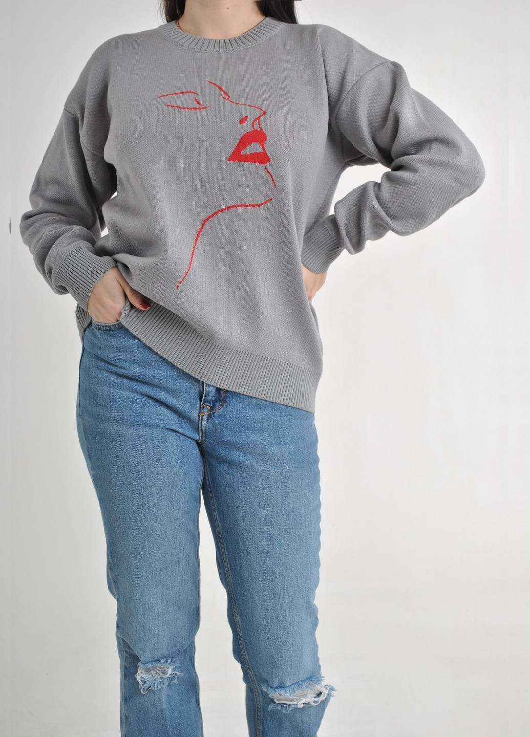 Серый демисезонный весенний хлопковый джемпер Fashion Club