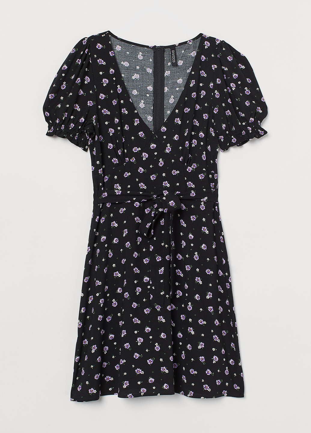 Чорна кежуал сукня кльош H&M з квітковим принтом