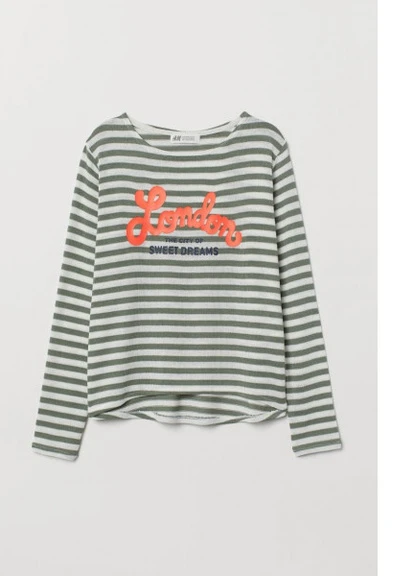 Футболка з довгими рукавами H & M N00029 134-140 см Хакі - зелений H&M (223403510)