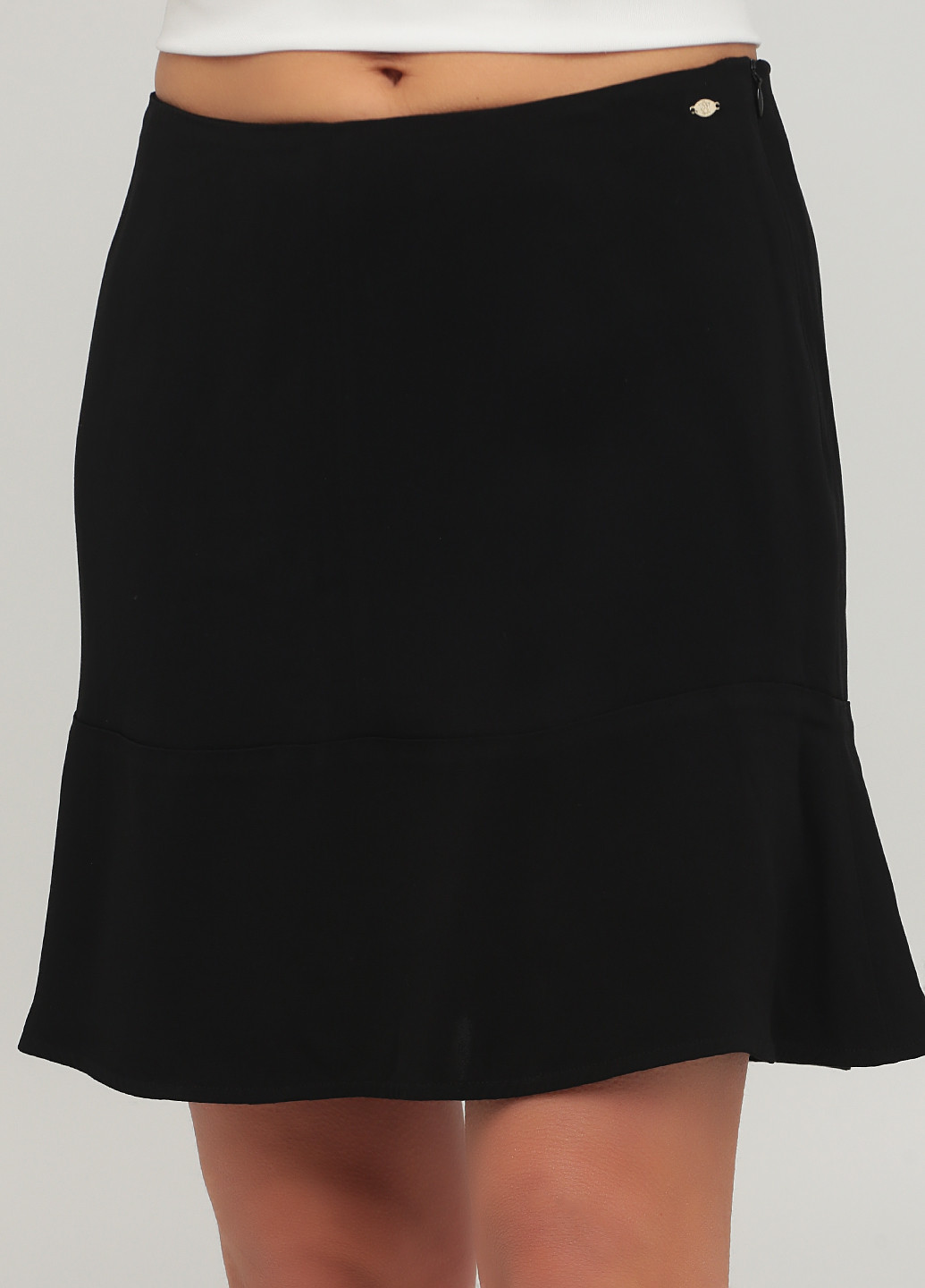 Черная кэжуал однотонная юбка Massimo Dutti а-силуэта (трапеция)