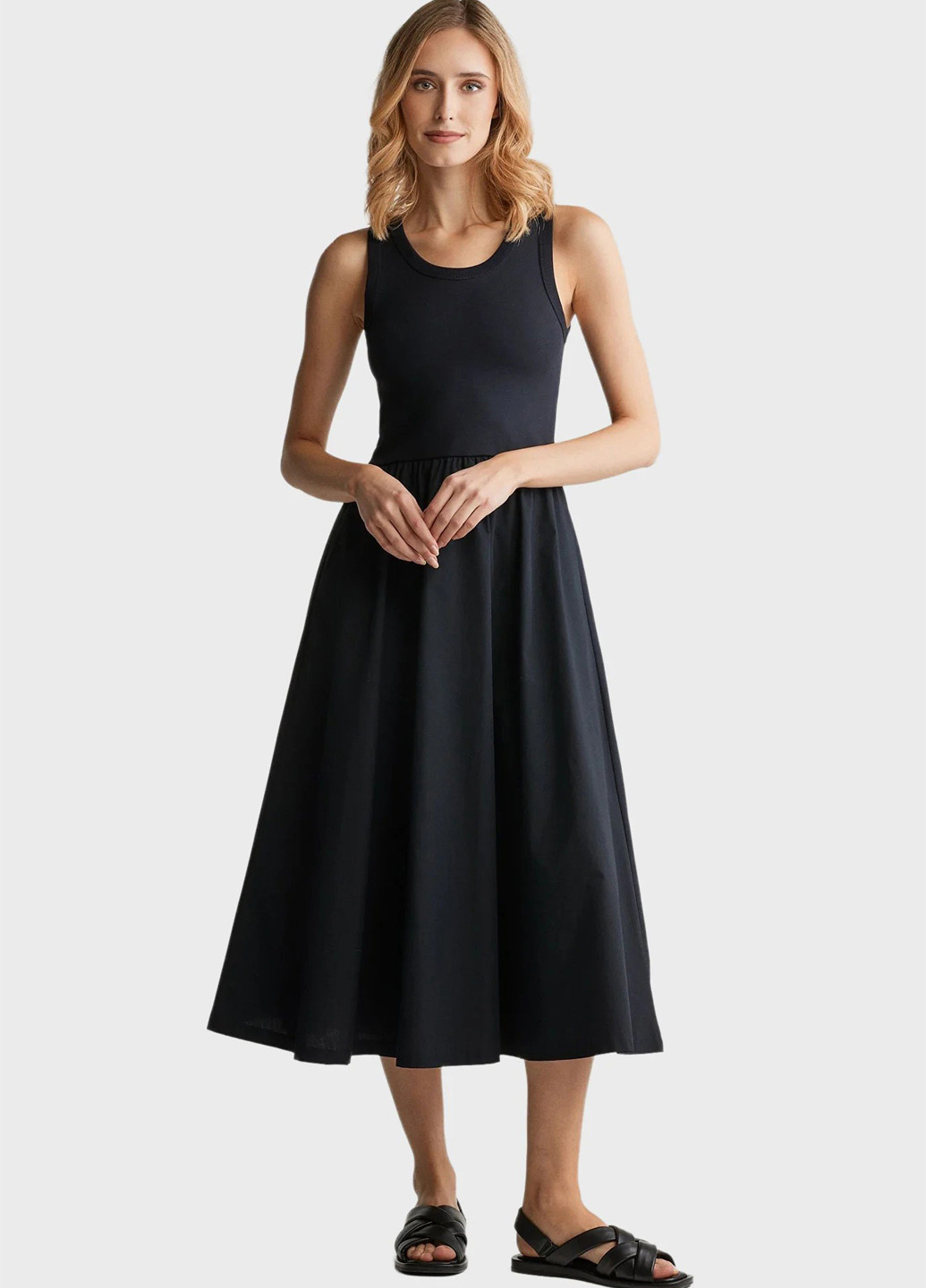 Черное кэжуал платье клеш Gant однотонное