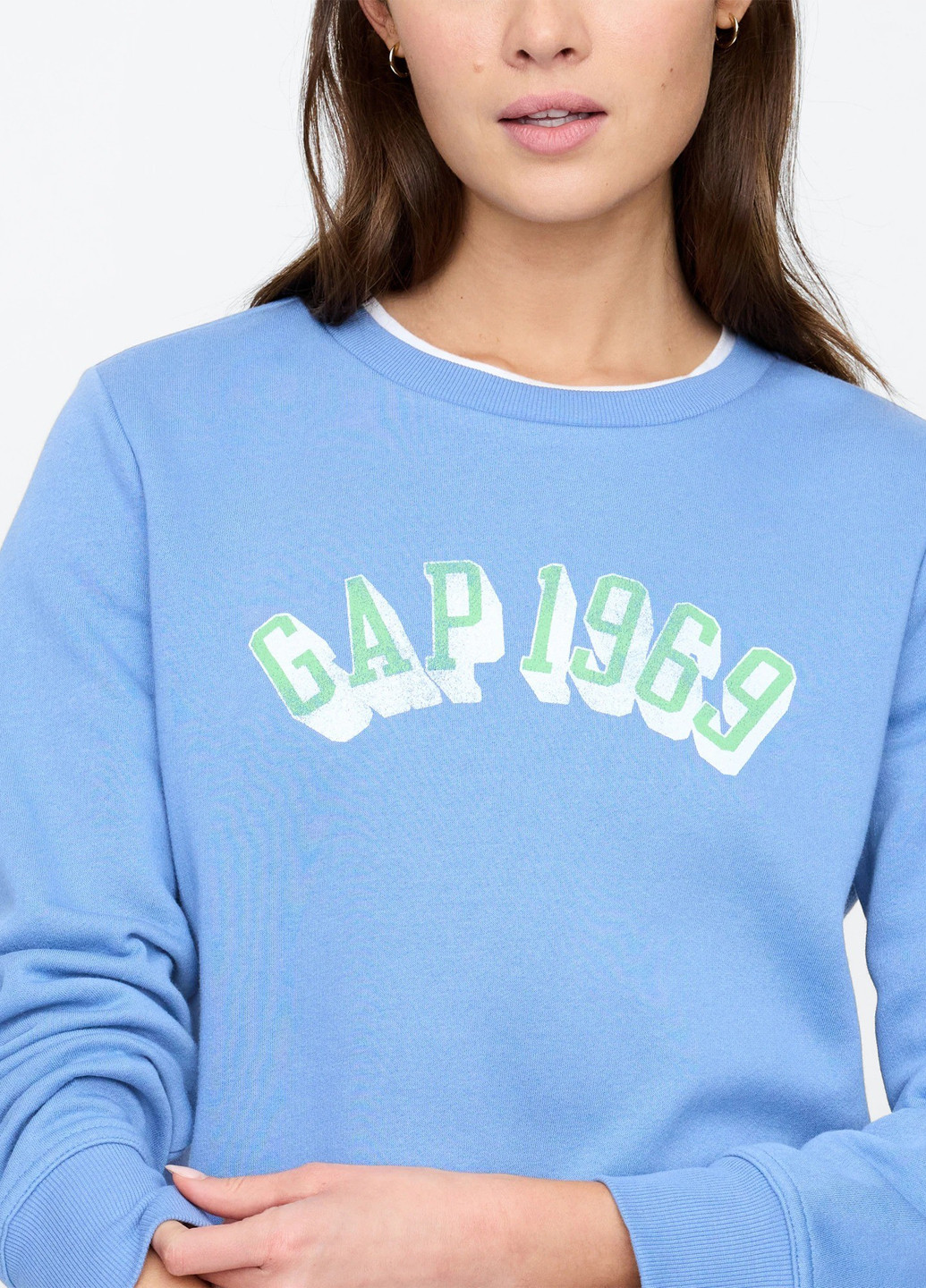 Синий свитшот Gap логотип без декора (337172019)